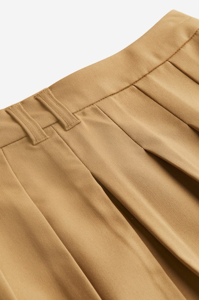 Pleated A-line skirt - Dark beige/Black/Beige/Checked/Light grey marl - 4
