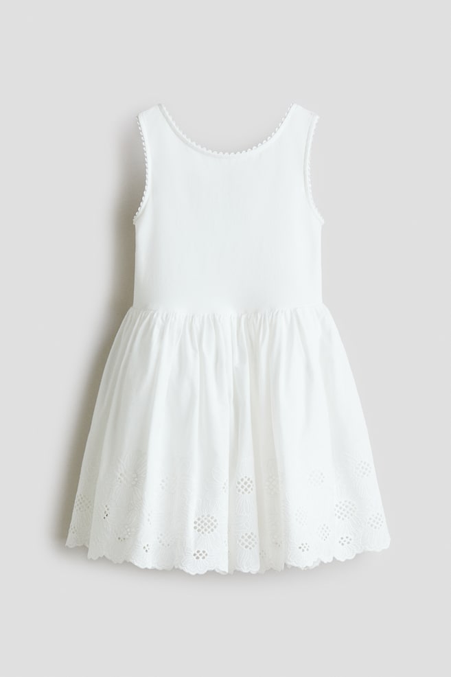Broderie anglaise cotton dress - White - 1