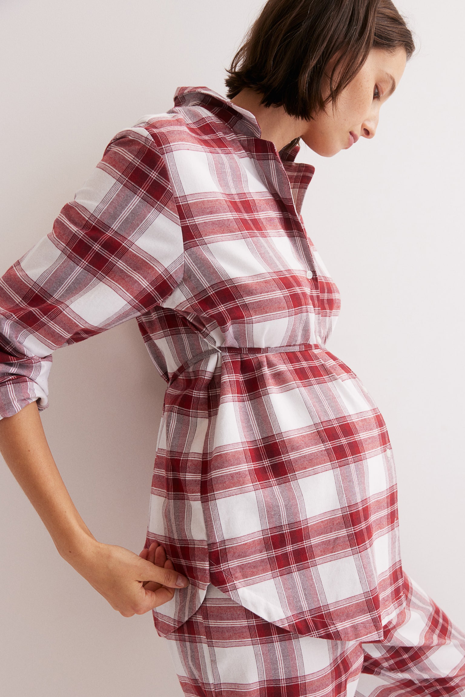 MAMA Cotton flannel pyjamas - Red/White checked/Dark red/Checked - 1