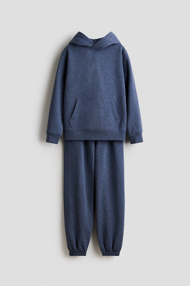 Conjunto de sudadera con capucha y joggers - Azul jaspeado/Beige jaspeado - 1