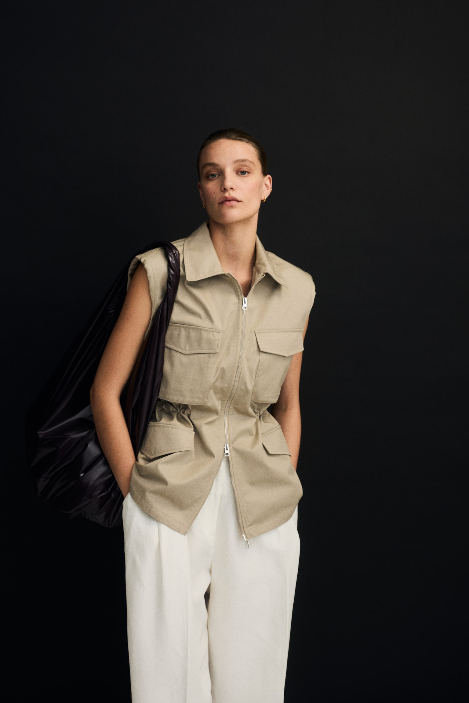 Veste cargo sans manches - Beige - 5