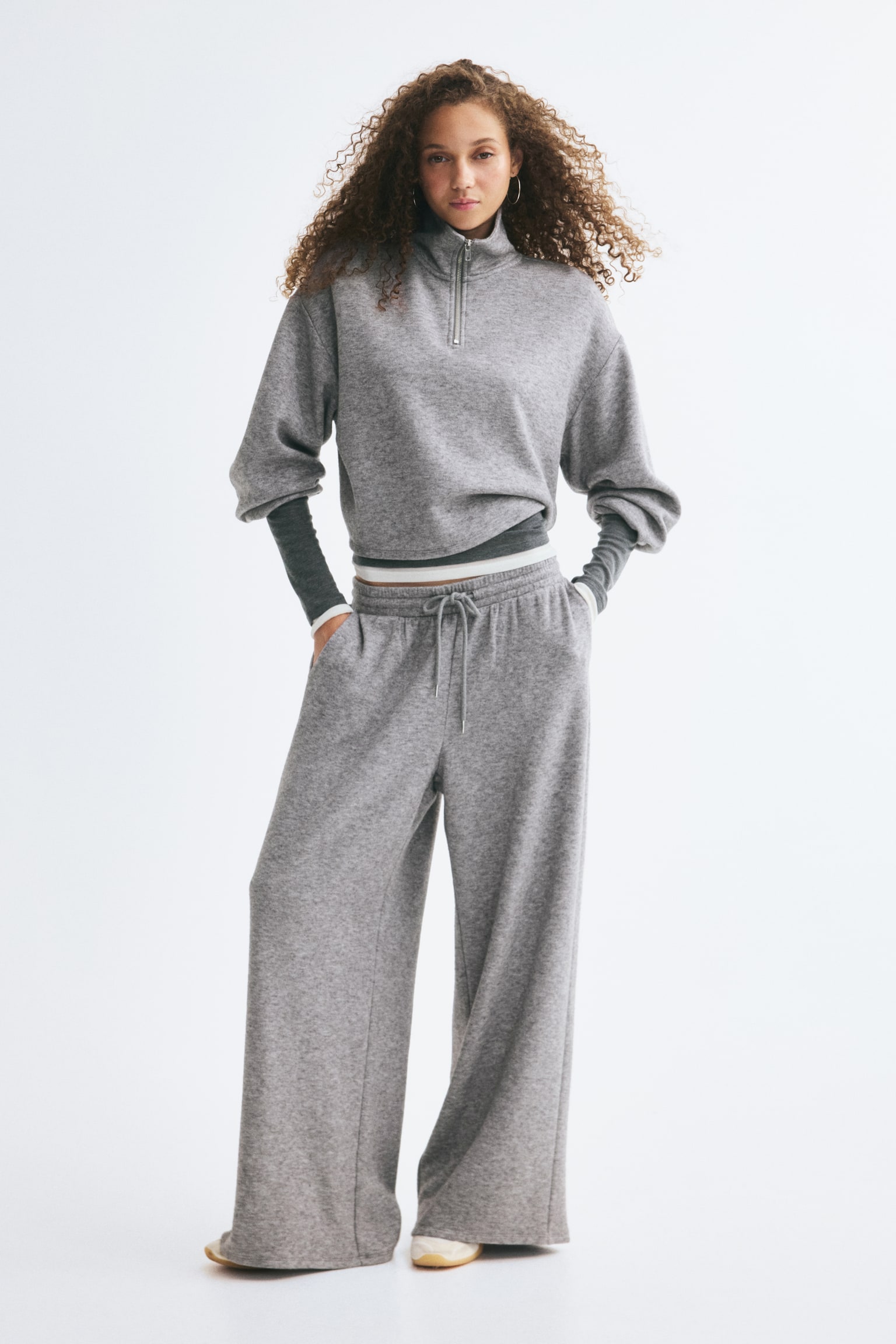 Женские комплекты H&M 2-Piece Jersey Set, цвет: Светлый серый меланжевый — фото 3