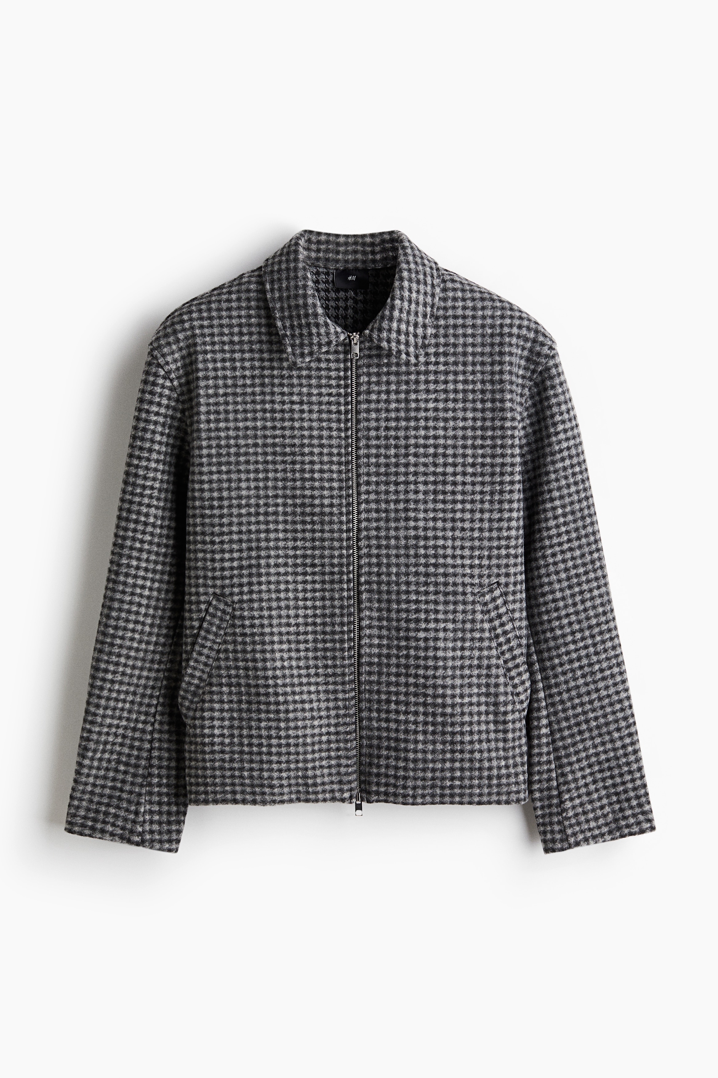 Overshirt in feltro Regular Fit - Grigio/quadri/Grigio scuro