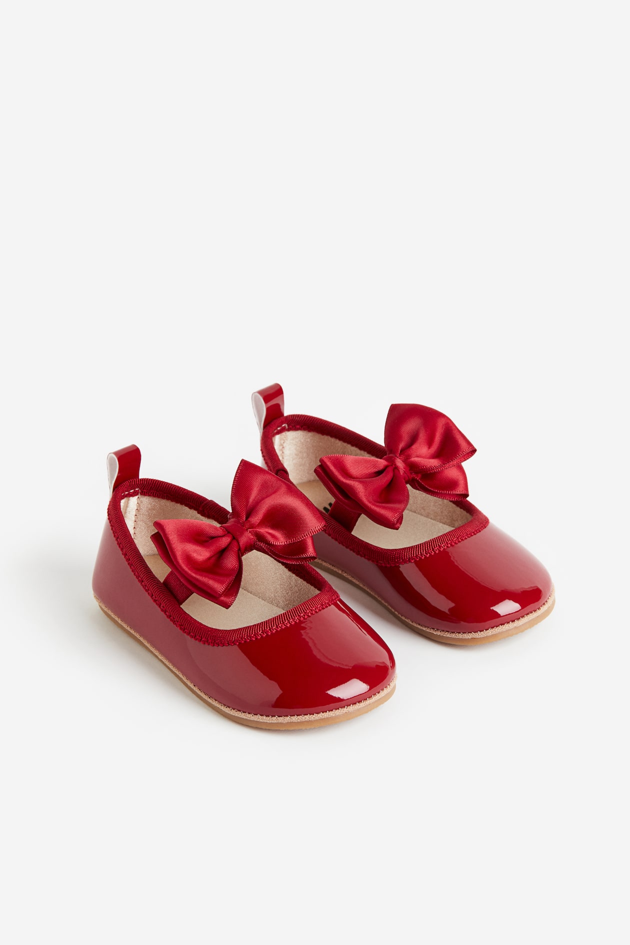 Ballerina Shoes Red Baby Flats Baby Girls Bow Faux Patent Leather