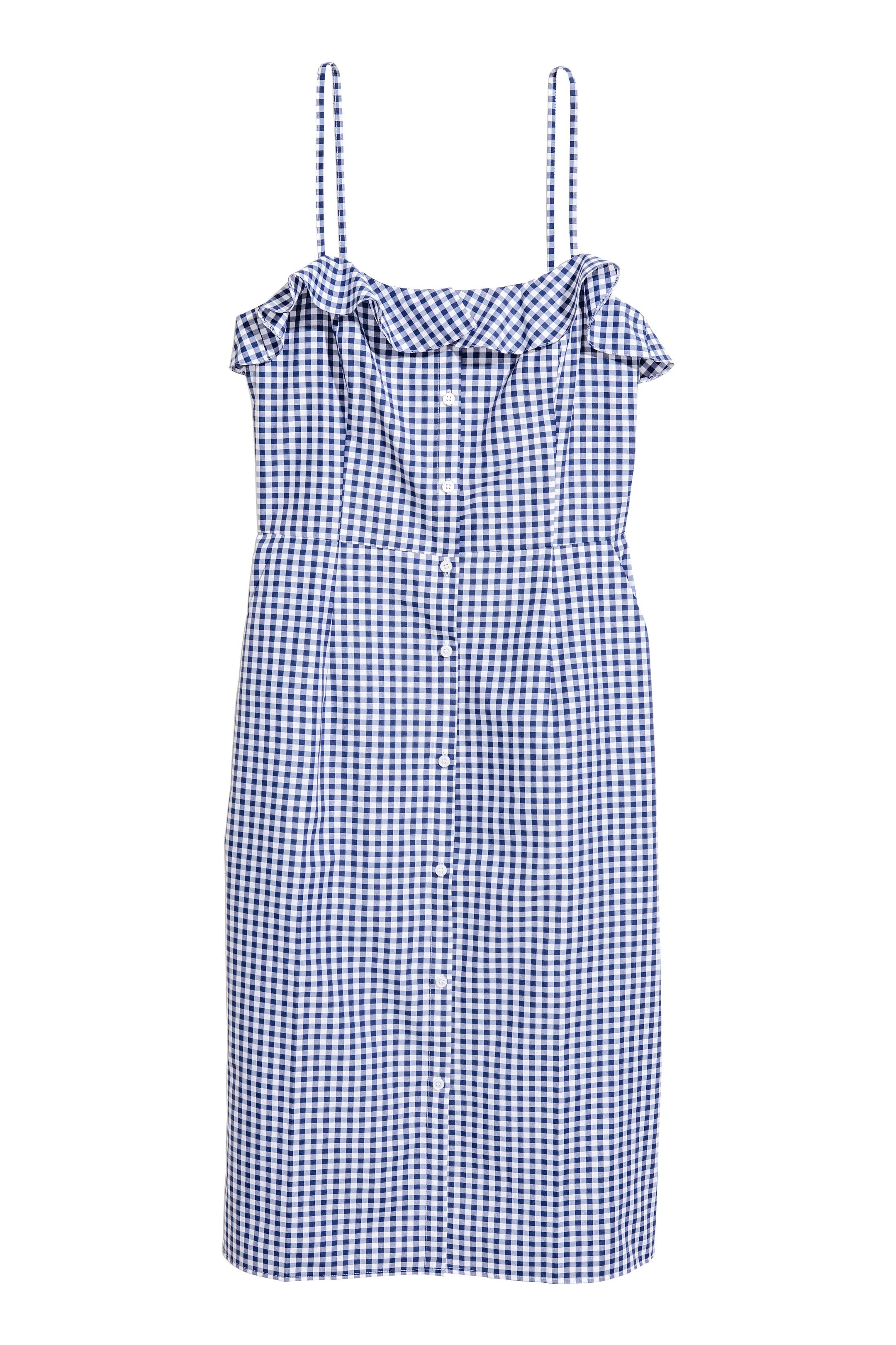 Se større billede: Ærmeløs kjole - Blå/Hvidternet - DAME | H&M DK 1