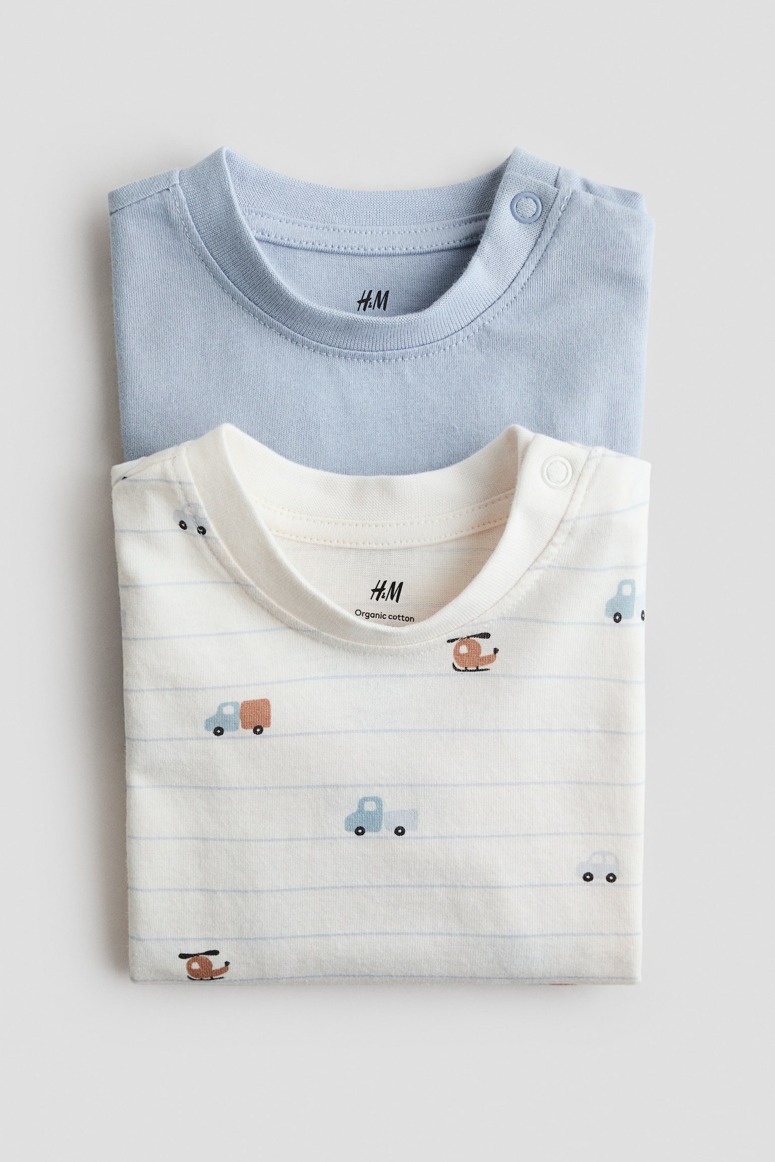 2-pack long-sleeved jersey tops - Light blue/Vehicles/Dark grey/White/Light pink/Cherries/Grey/Striped/Light blue/Vehicles/Light pink/Hearts/Navy blue/Striped - 2