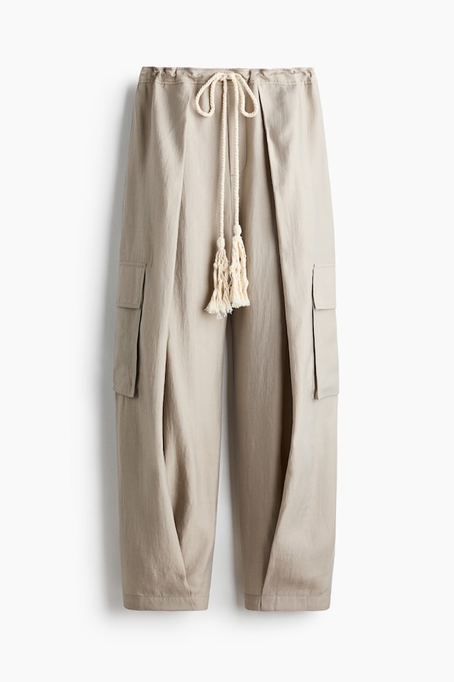 Wrap-detail drawstring trousers - Beige - 1