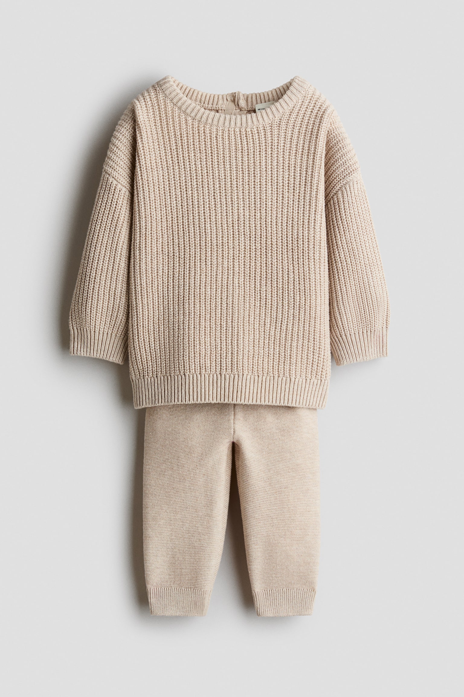 2-piece cotton knit set - Light beige/Green/Turquoise/Brown - 1