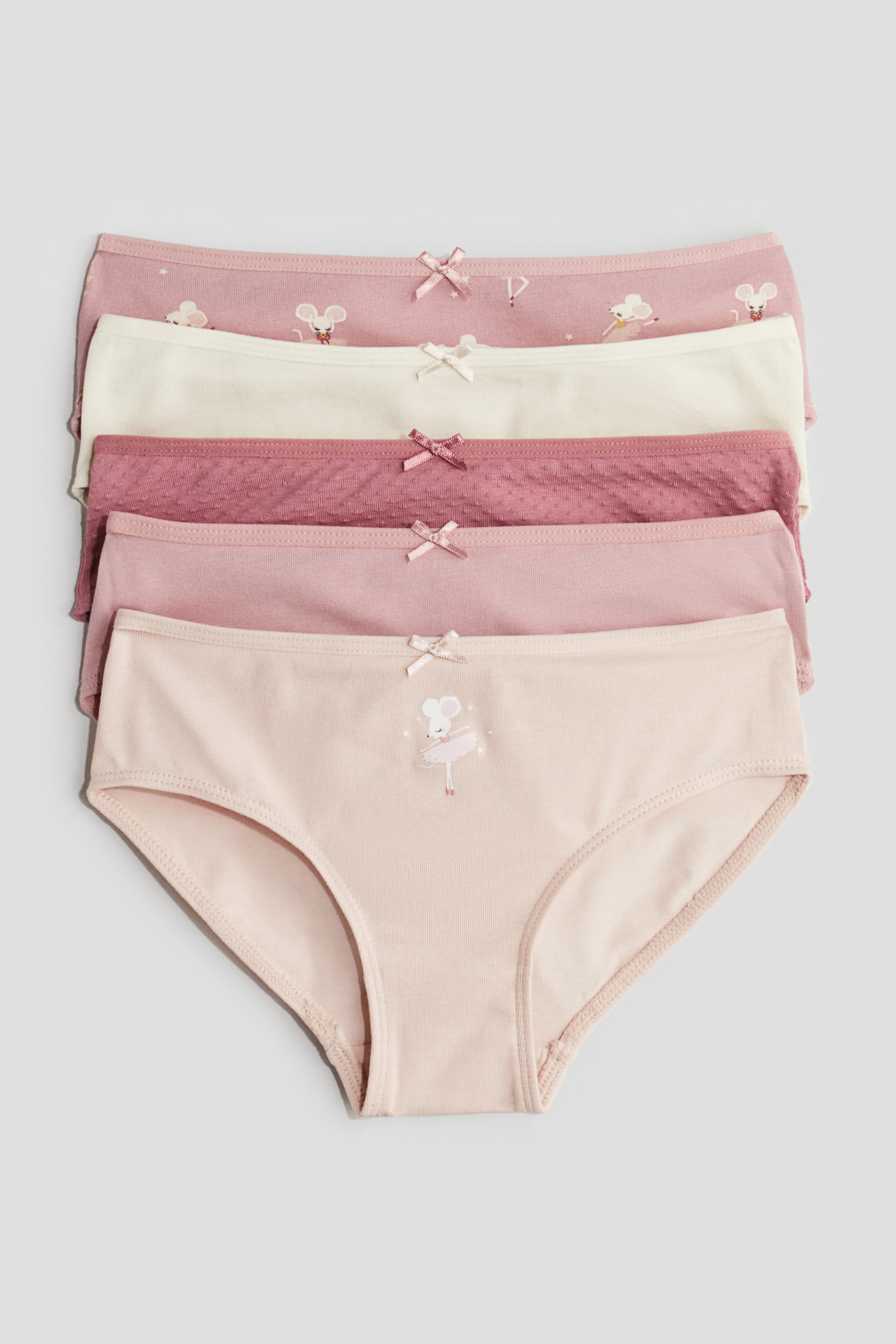 5-pack cotton briefs - Light pink/Patterned/Light purple/Unicorns/Light pink/Hearts/Light pink/Strawberries/White/Floral - 1