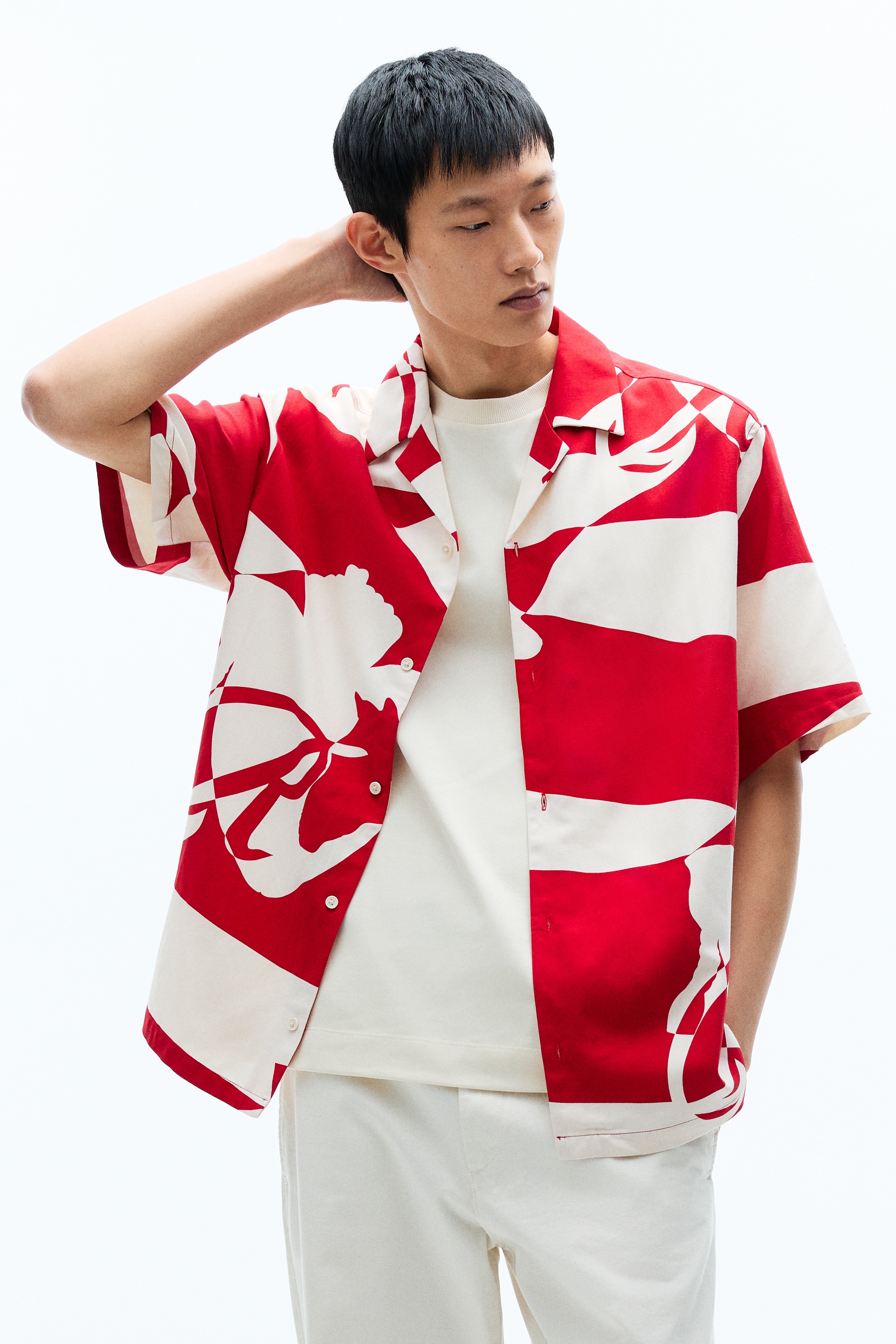 Loose-Fit Printed Resort Shirt - Red/patterned/Black/Unity/Light beige/Always Powerful
