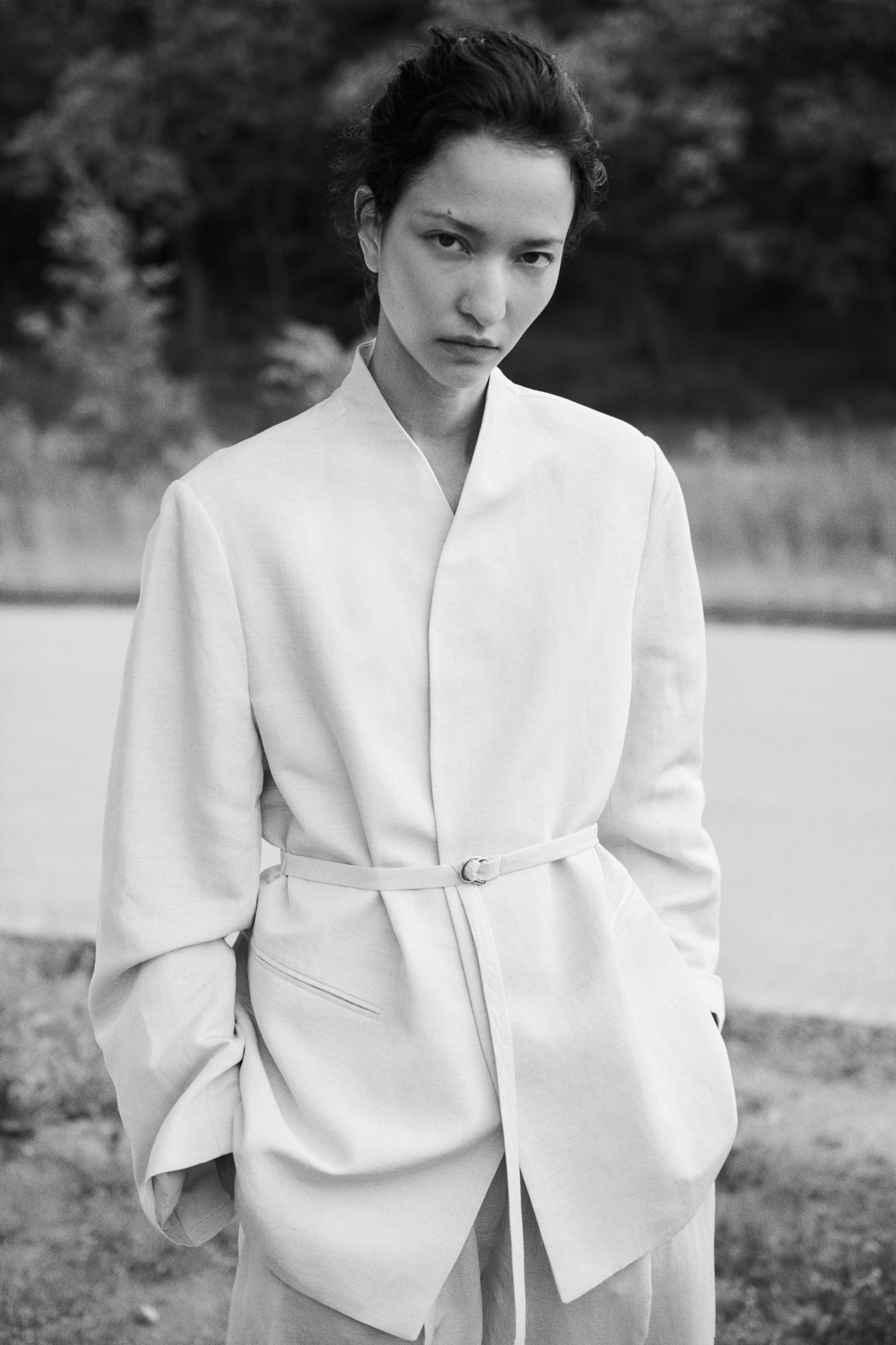 Linen-Blend Dress Pants
