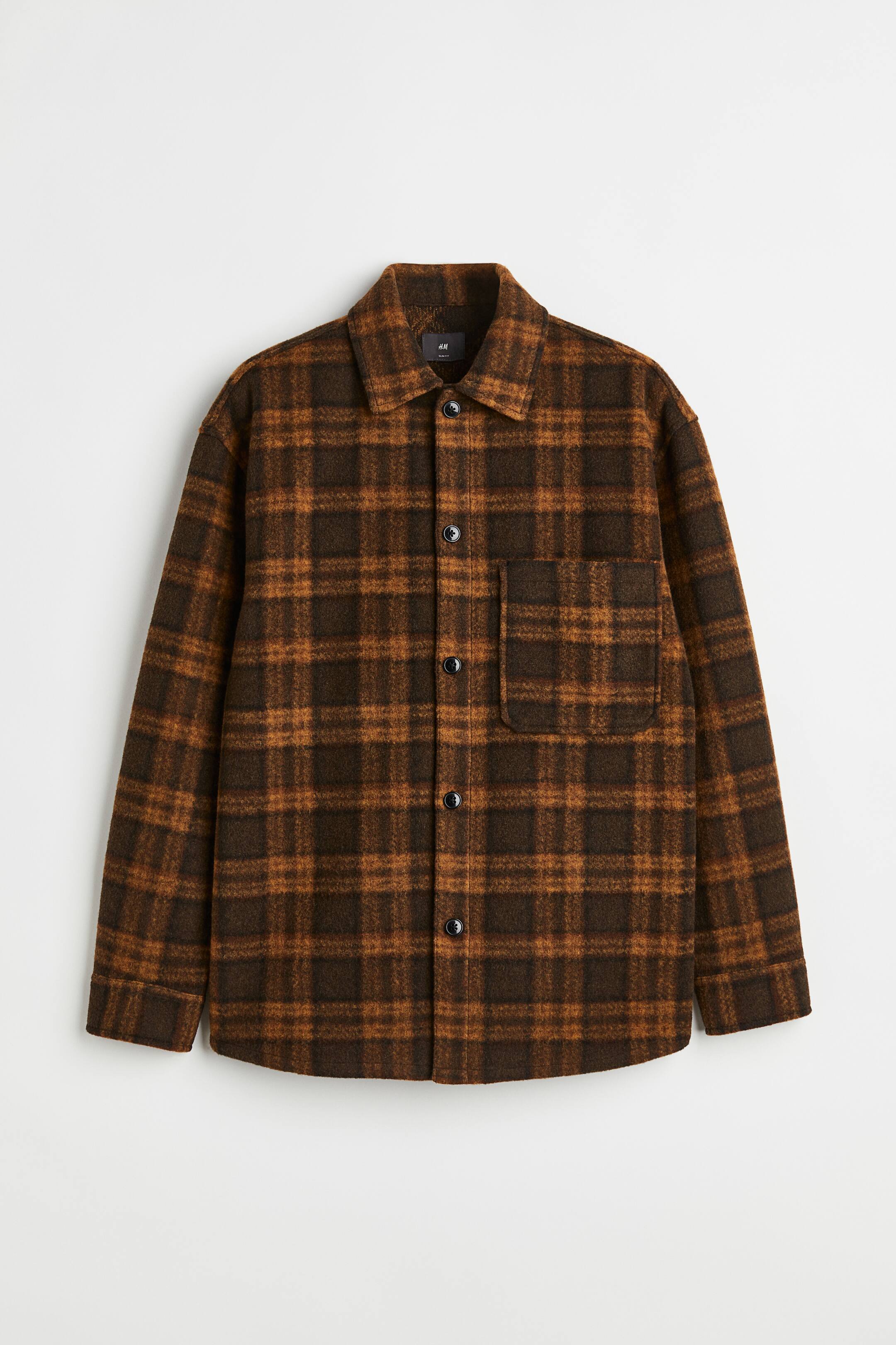 View larger image: Relaxed Fit Overshirt - Dark brown/Checked - Men | H&M 1