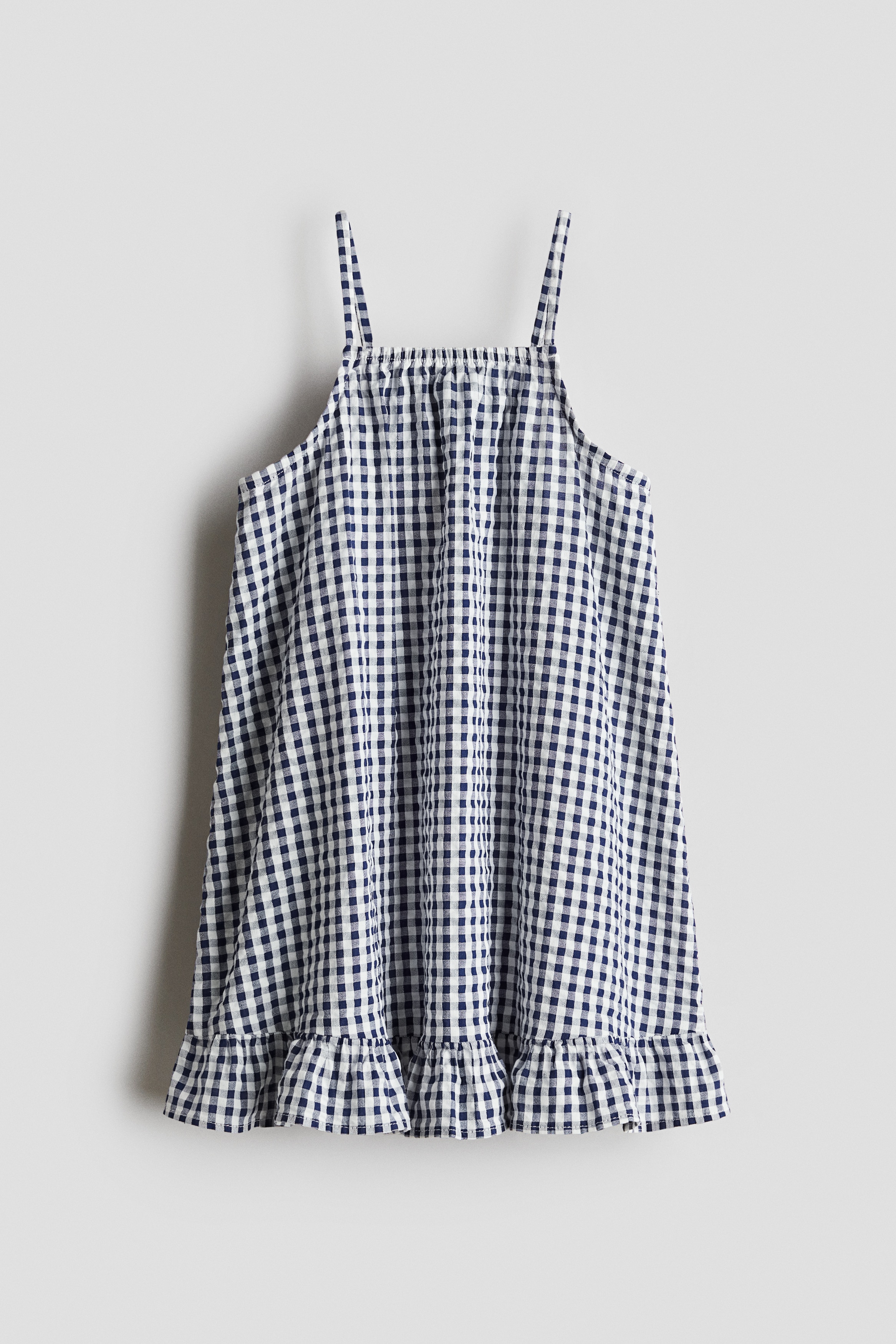 Cotton dress - Dark blue/Gingham check/Light blue/Striped