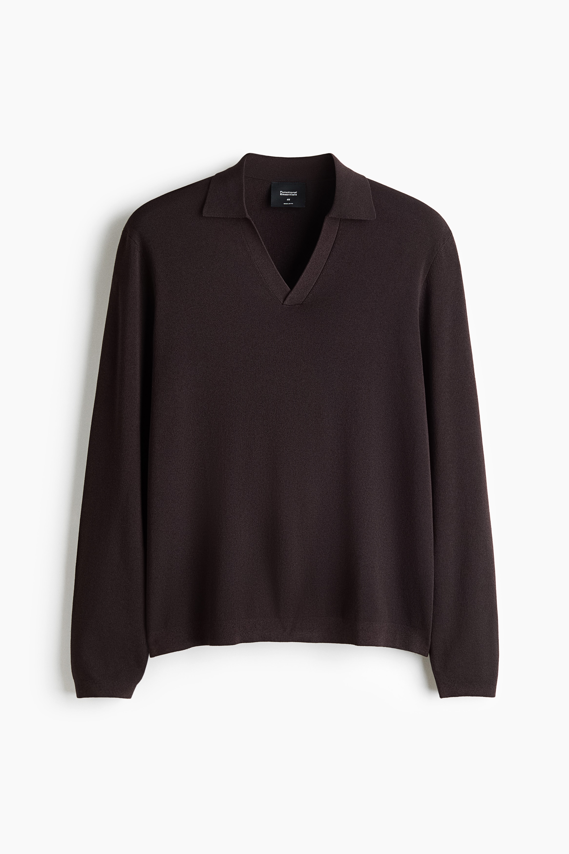 Playera polo tejida Regular Fit Cooling - Café oscuro/Beige/Negro