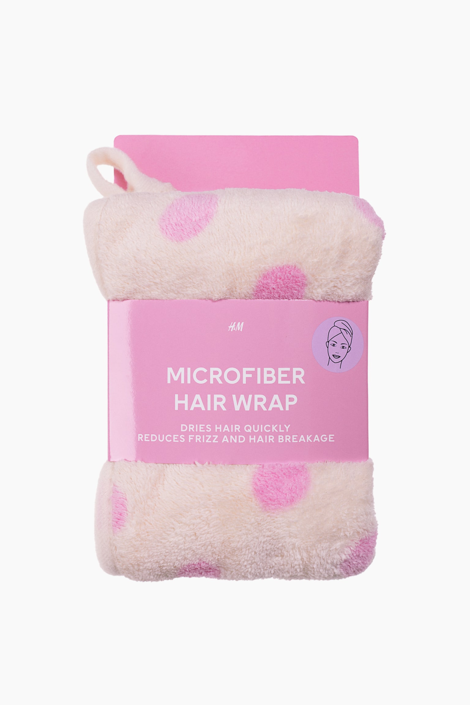 Hårhandduk i mikrofiber - Vit/Prickig/Ljuslila/Randig/Rosa/Chockrosa - 1