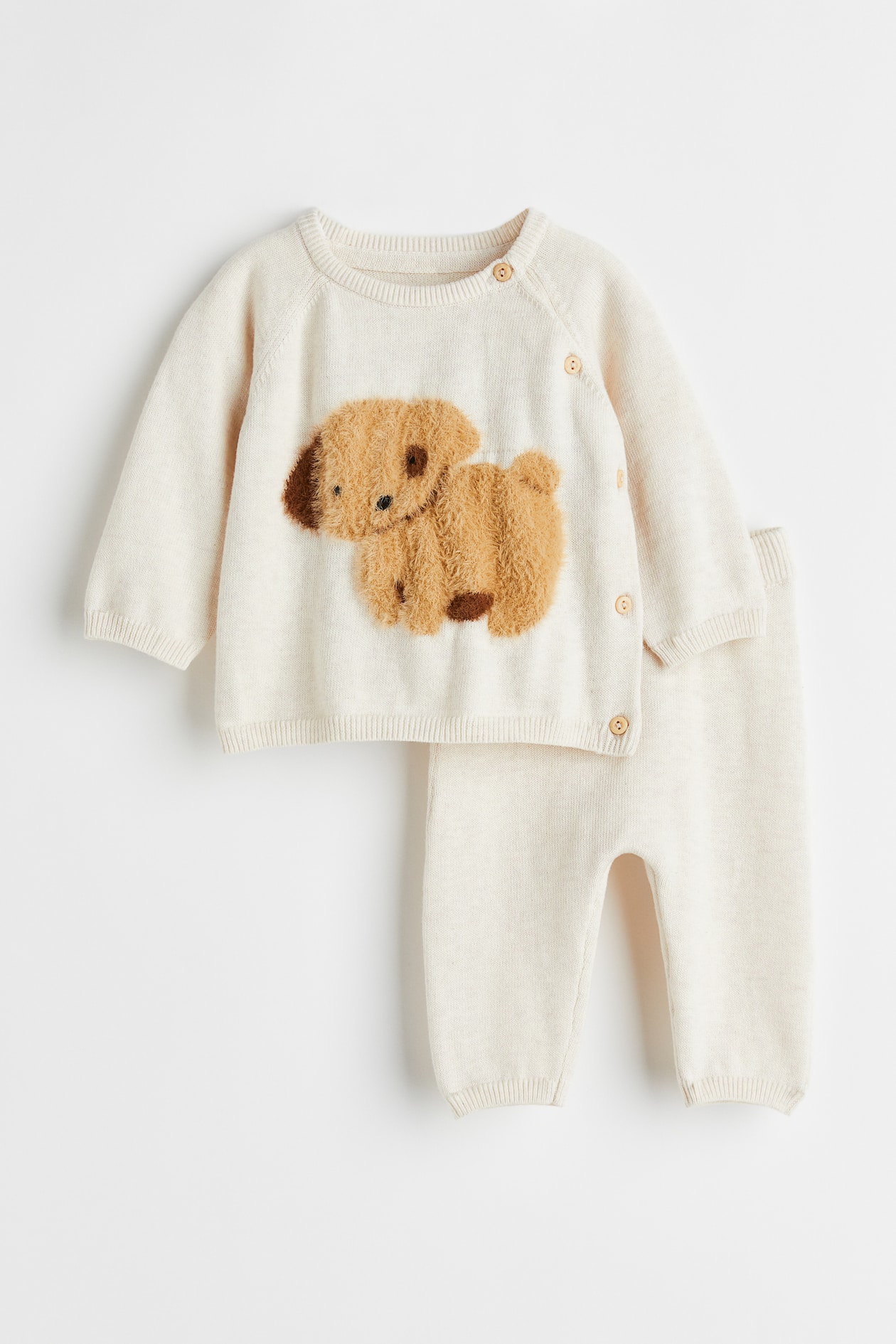 2-piece Cotton Set - Cream Dog - Kids 