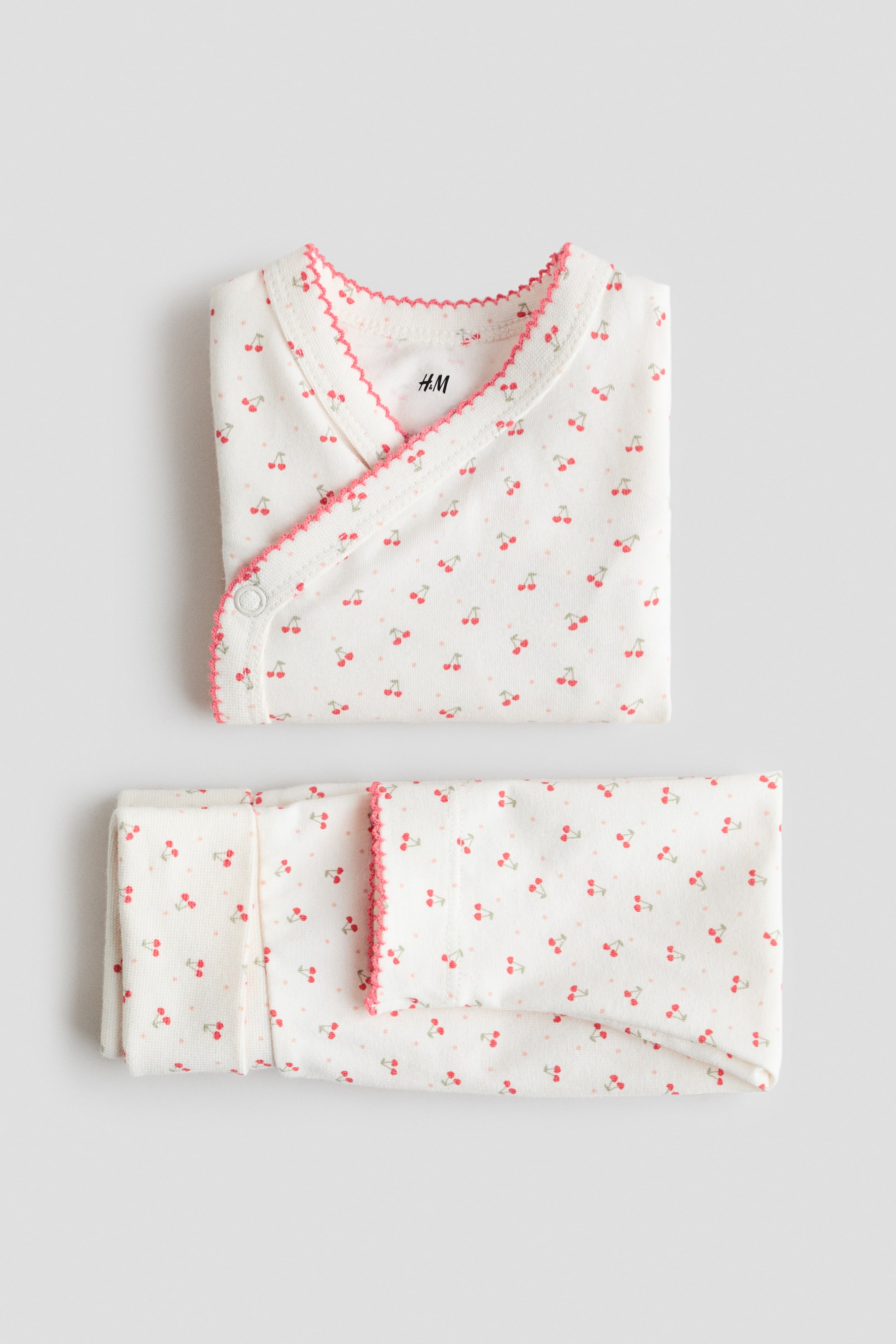 View larger image: 2-Piece Cotton Set - Cream/cherries - Kids | H&M CA 2