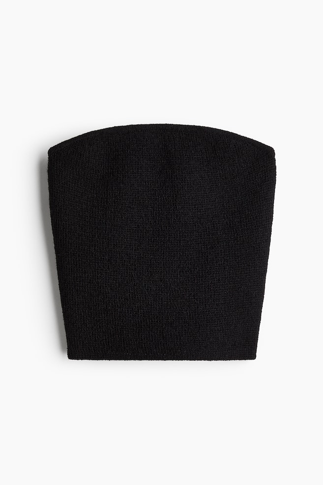 Knitted tube top - Black/Cream - 1