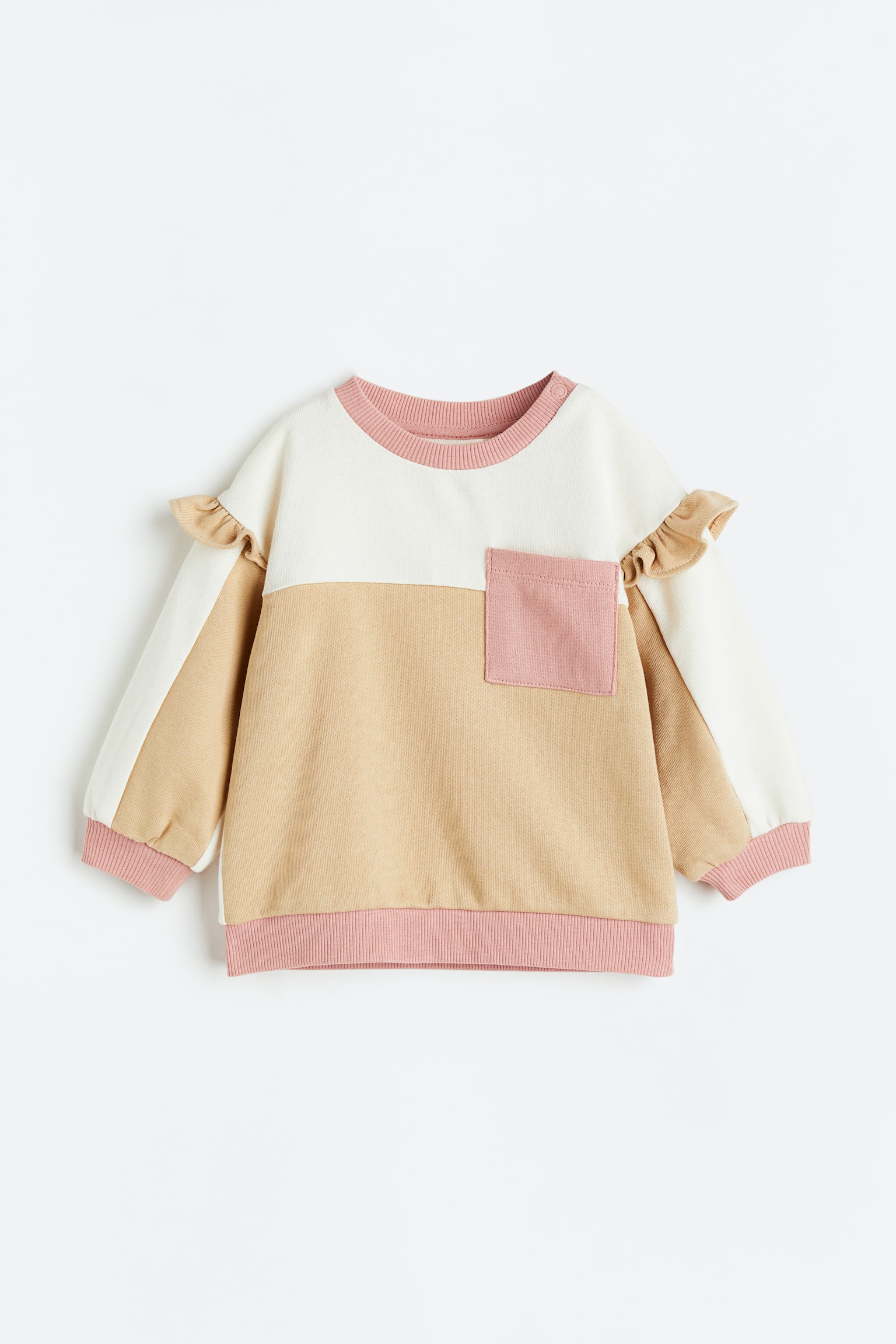 Cotton Sweater - Beige/Block colour