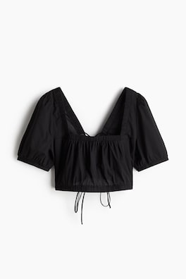 Lacing-detail cotton blouse