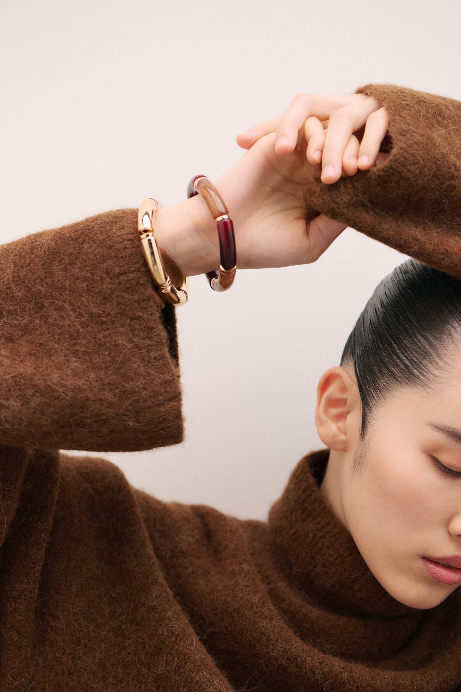 2-pack bracelets - Goldfarben/Braun/Weinrot/Silberfarben/Hellbeige - 2