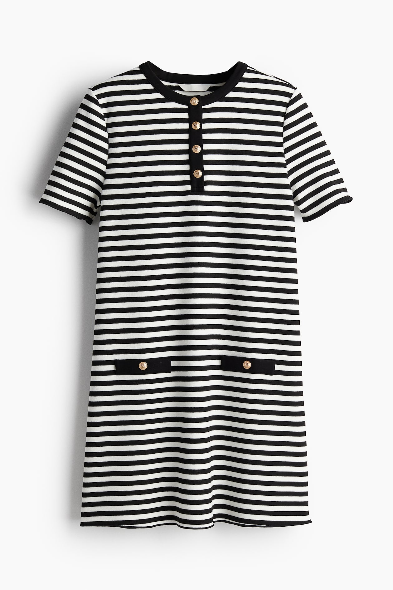 Women's Black/White striped A-line mini dress | H&M