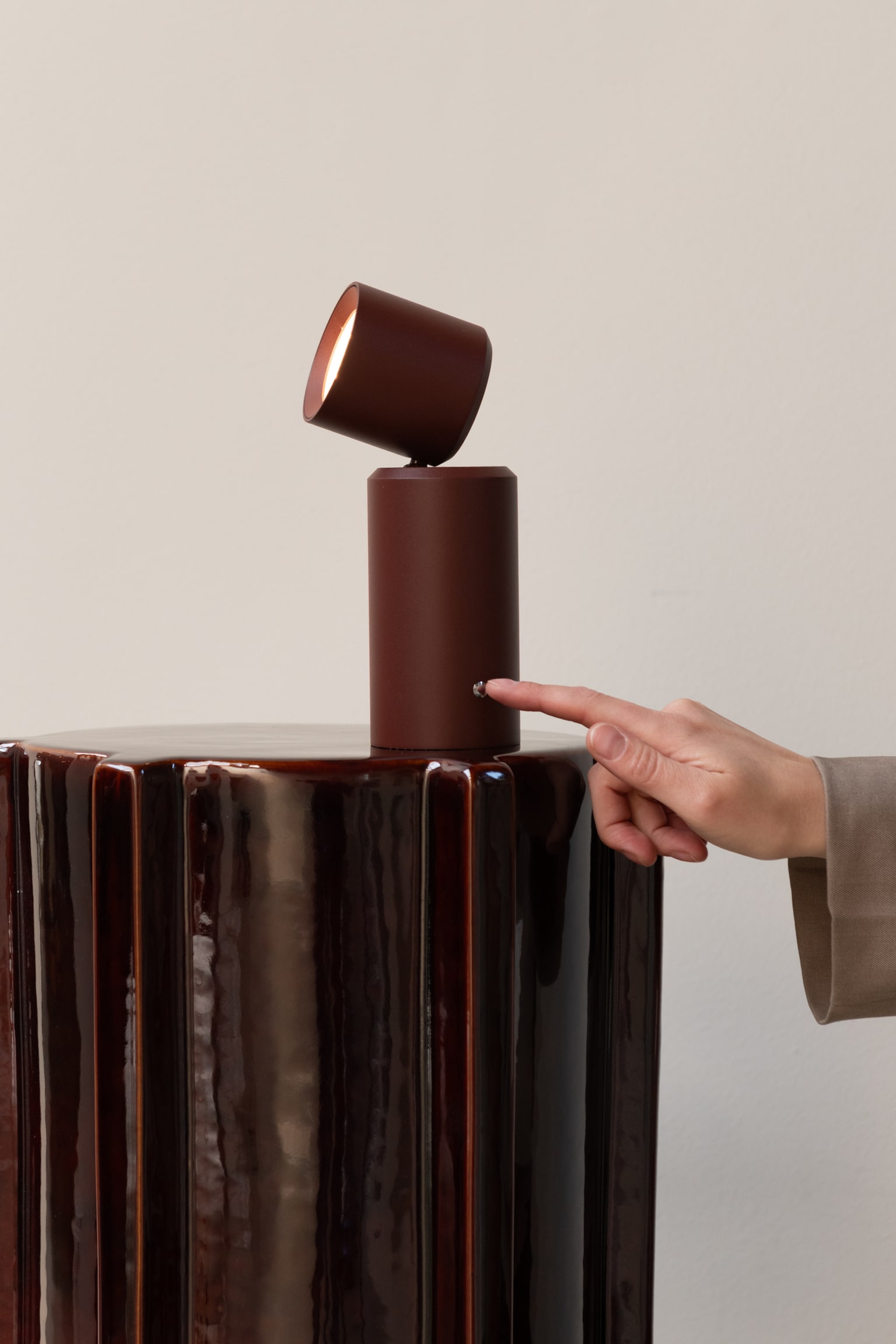 Milan Tischlampe - Bordeaux/Schwarz/Beige - 4