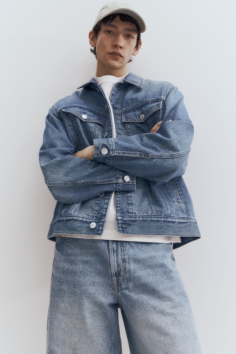 Loose Fit Chamarra De Mezclilla Hombre H&m Chamarra Verde