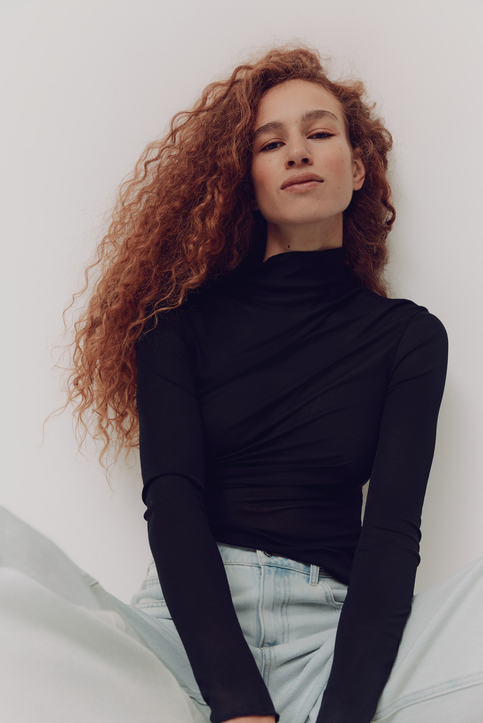 Sheer jersey top - Black/Steel blue - 3