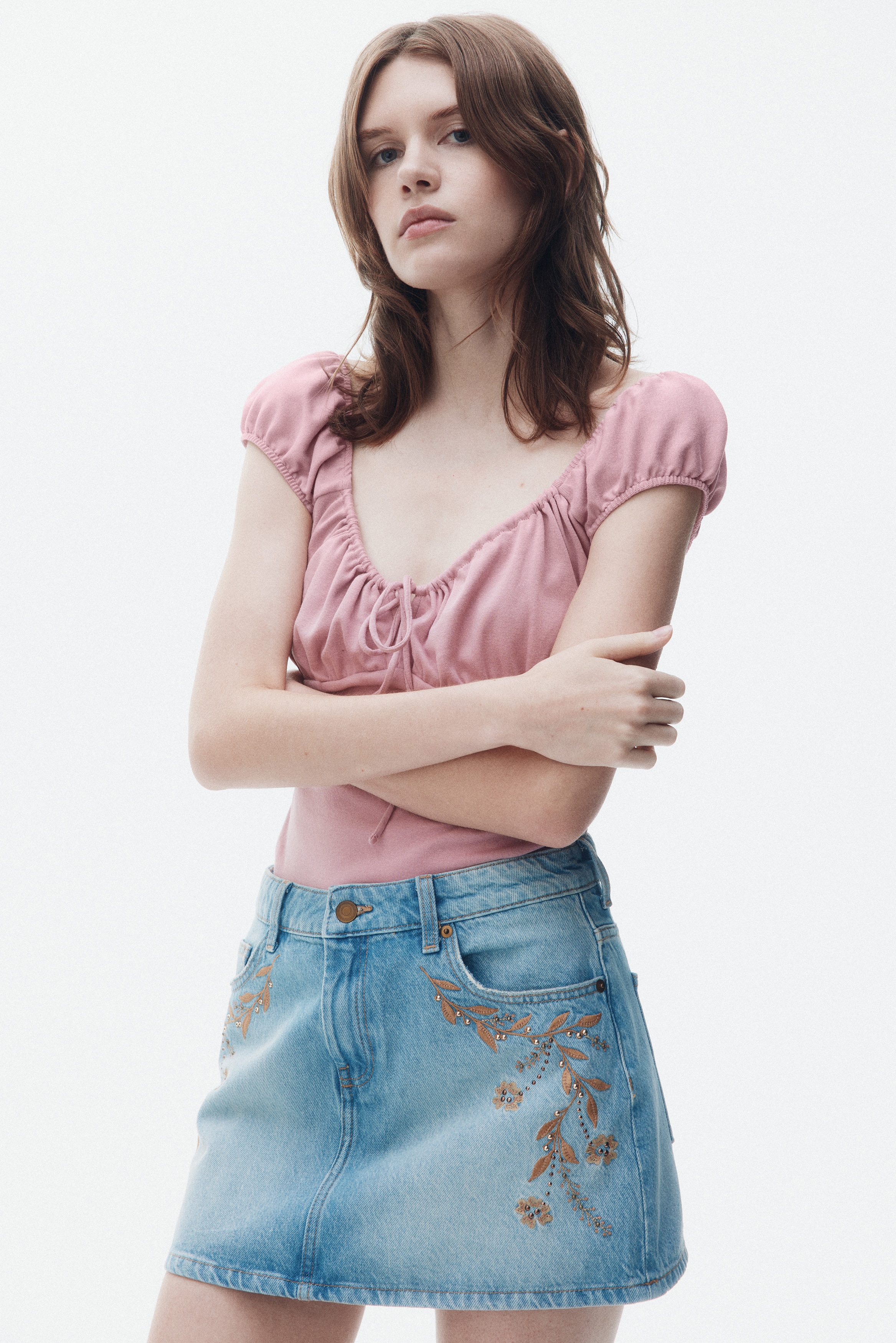 抽繩上衣 - 粉紅色/白色/黑色