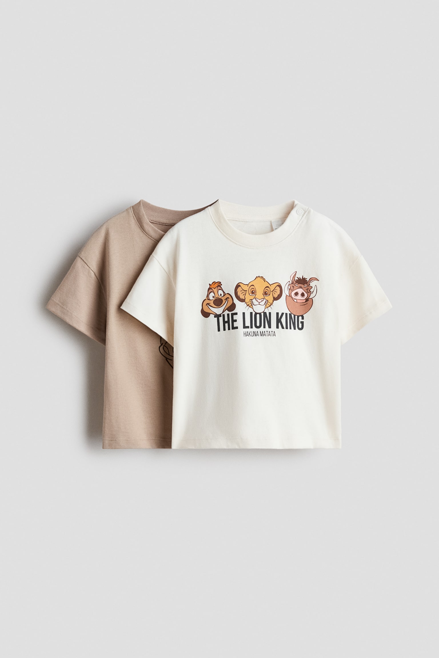 2-Pack Printed T-Shirts - Beige/The Lion King/Light green/Mickey Mouse