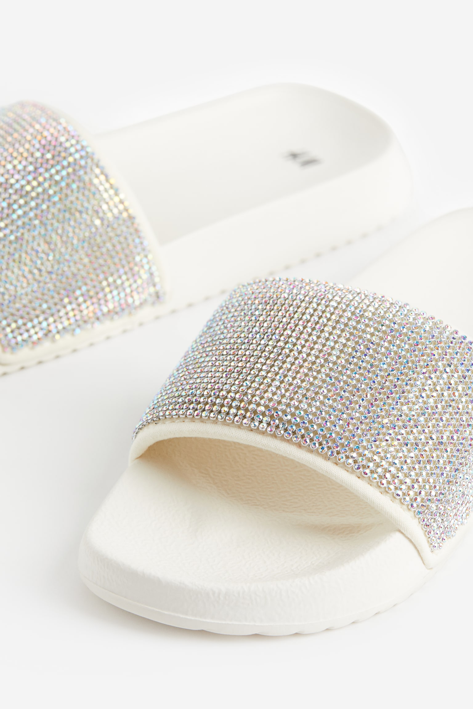 Slides - White/Rhinestones/Black/Rhinestones/White/Light blue - 2