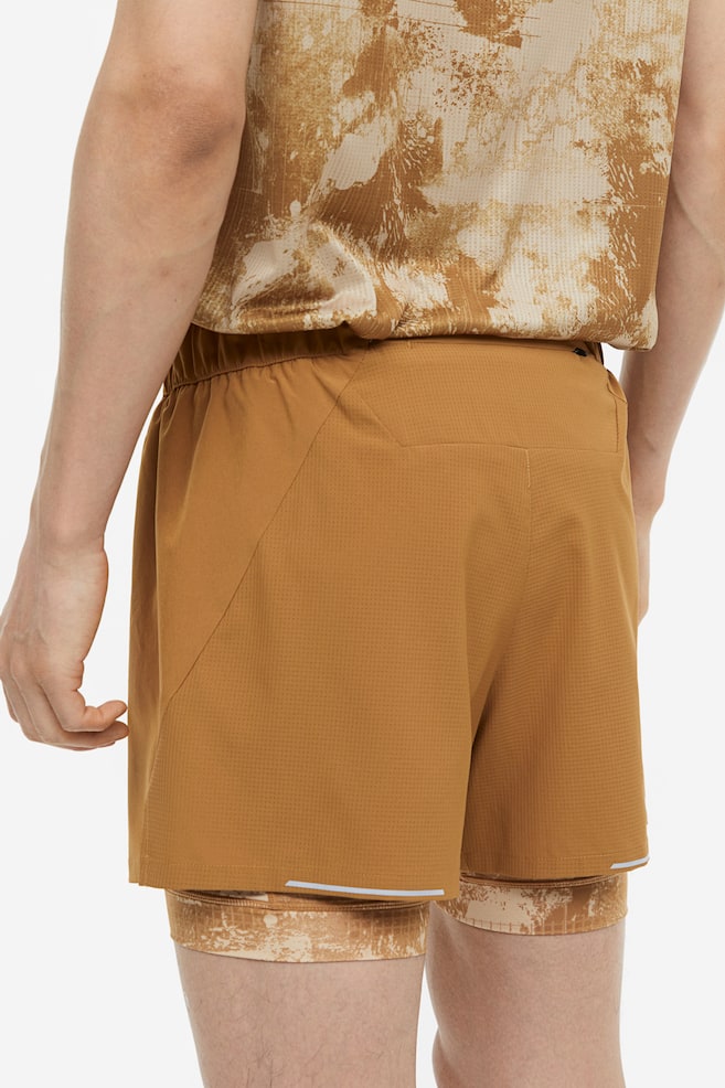 DryMove™ Double-layered running shorts - Light brown/Patterned/Black/Khaki green/Khaki green/Patterned - 3