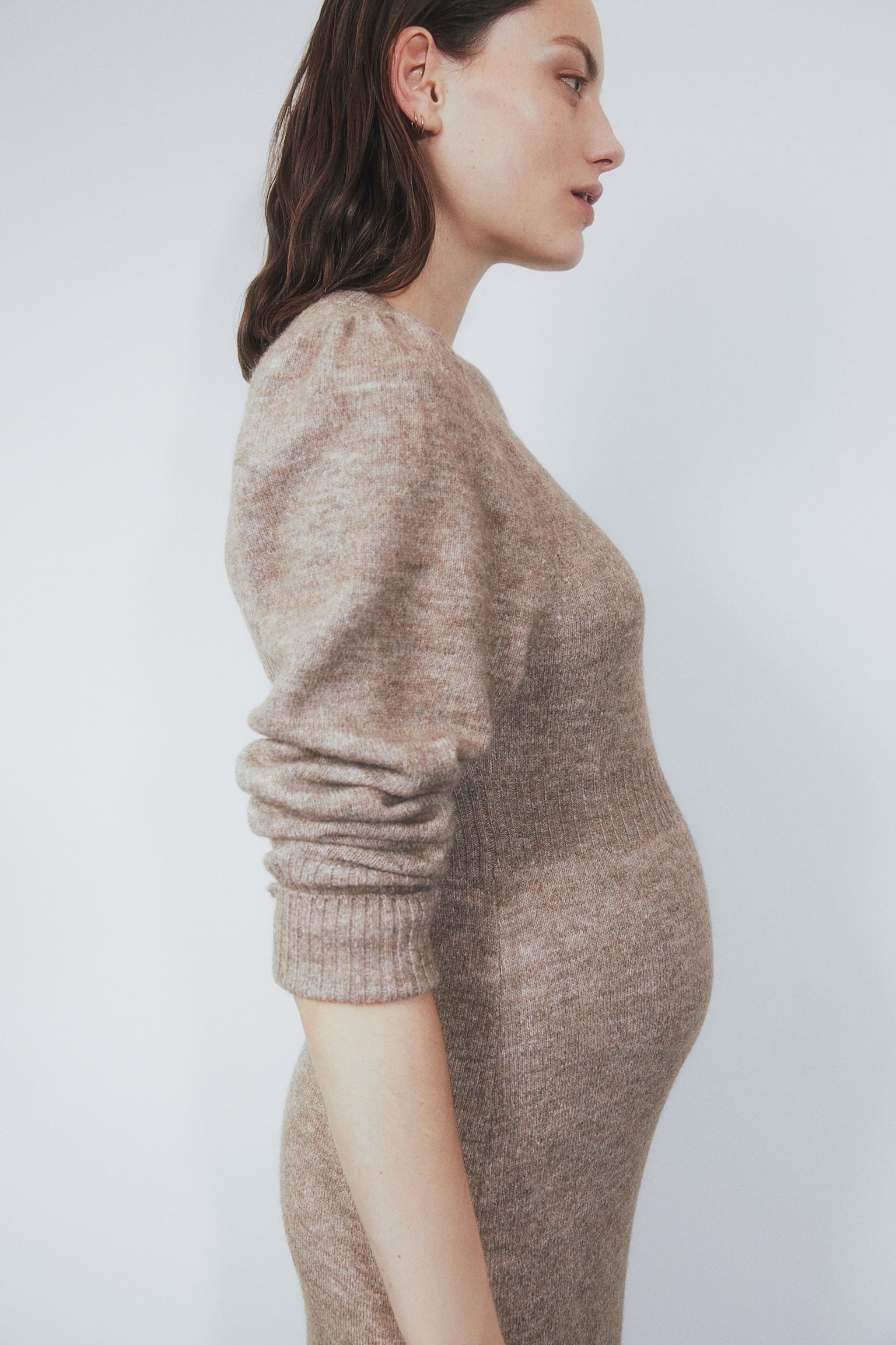 MAMA Knitted dress - Beige marl - 4