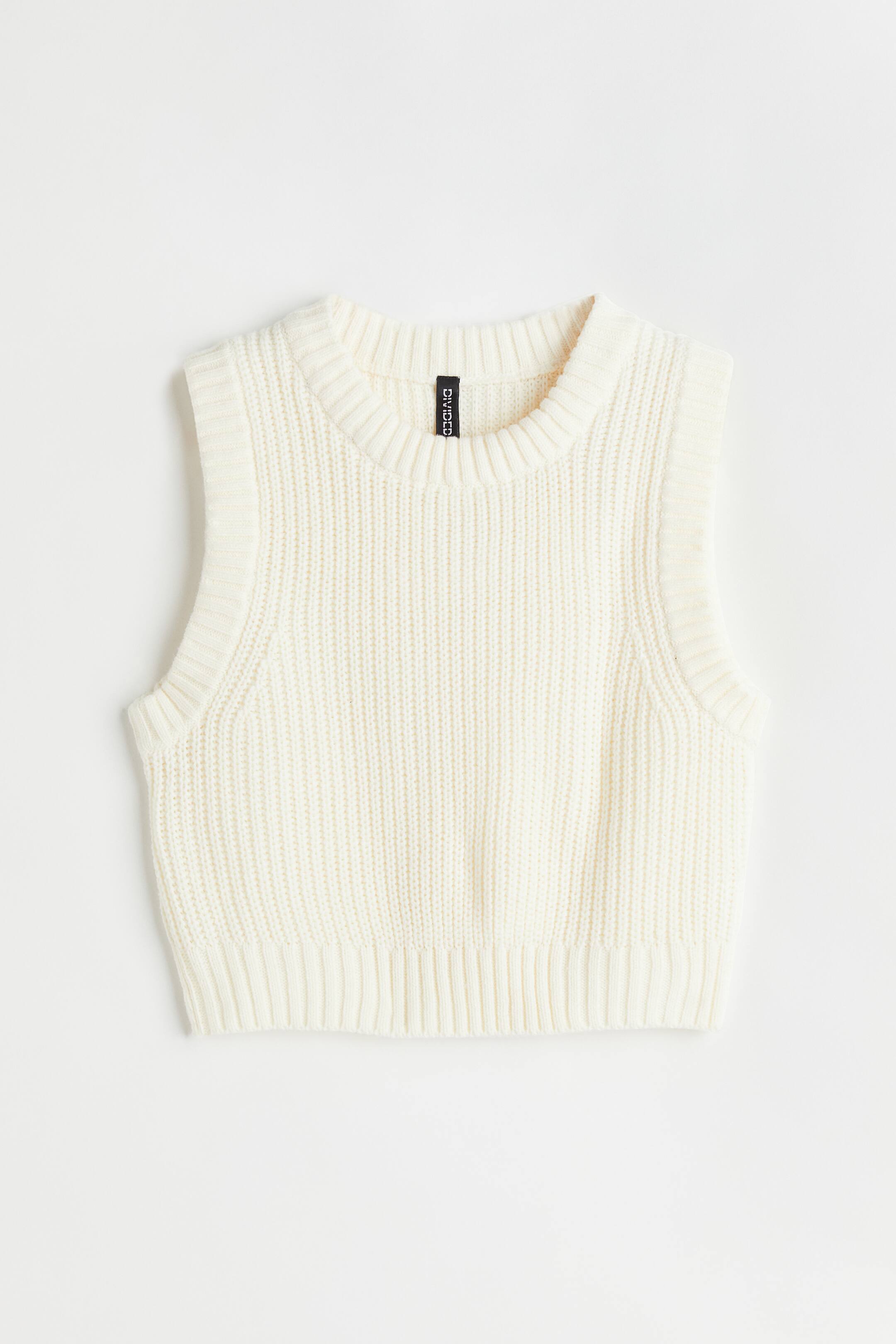 查看大圖: 短版毛衣背心 - 白色 - Ladies | H&M 1
