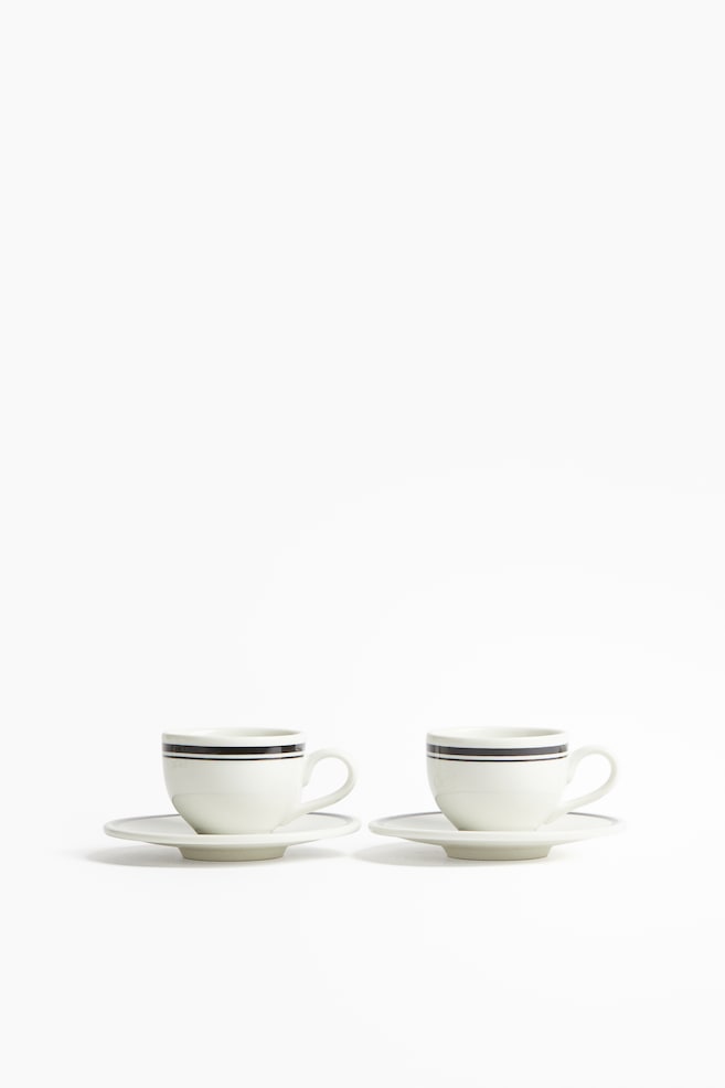2-pack espresso cup and saucer - White/Black/White/Red/White/Blue - 1