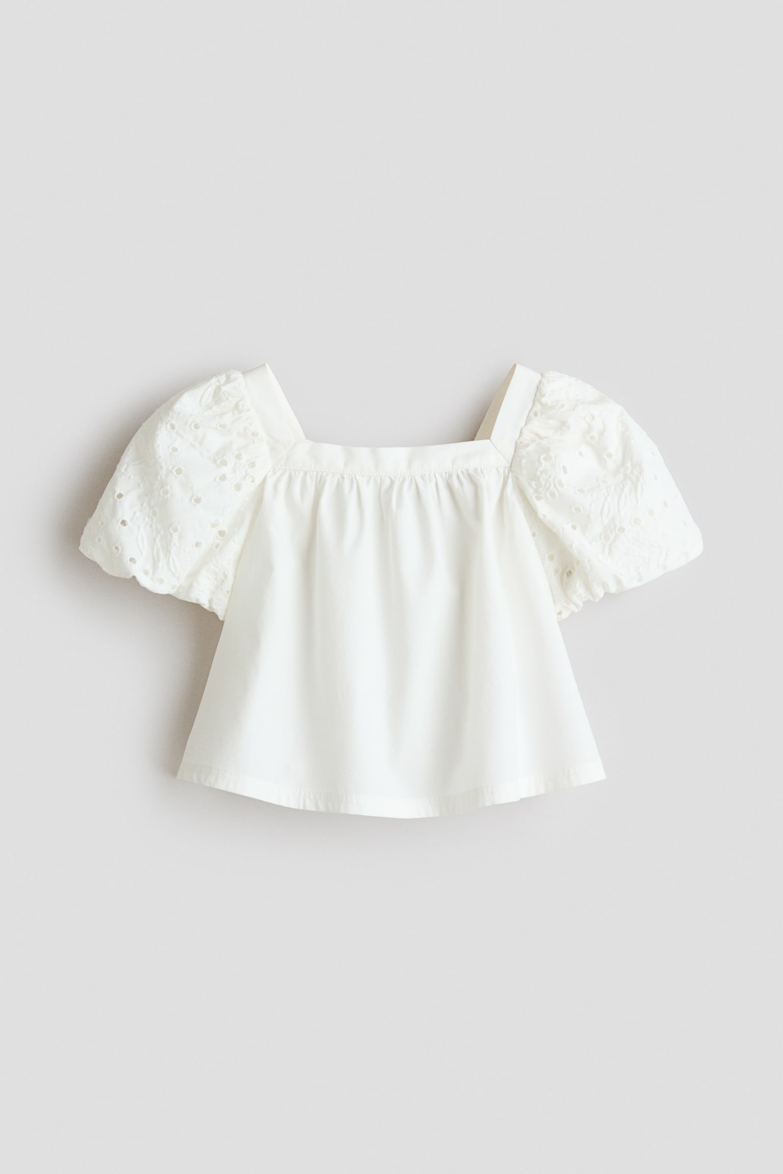 Puff-Sleeved Cotton Poplin Blouse - White