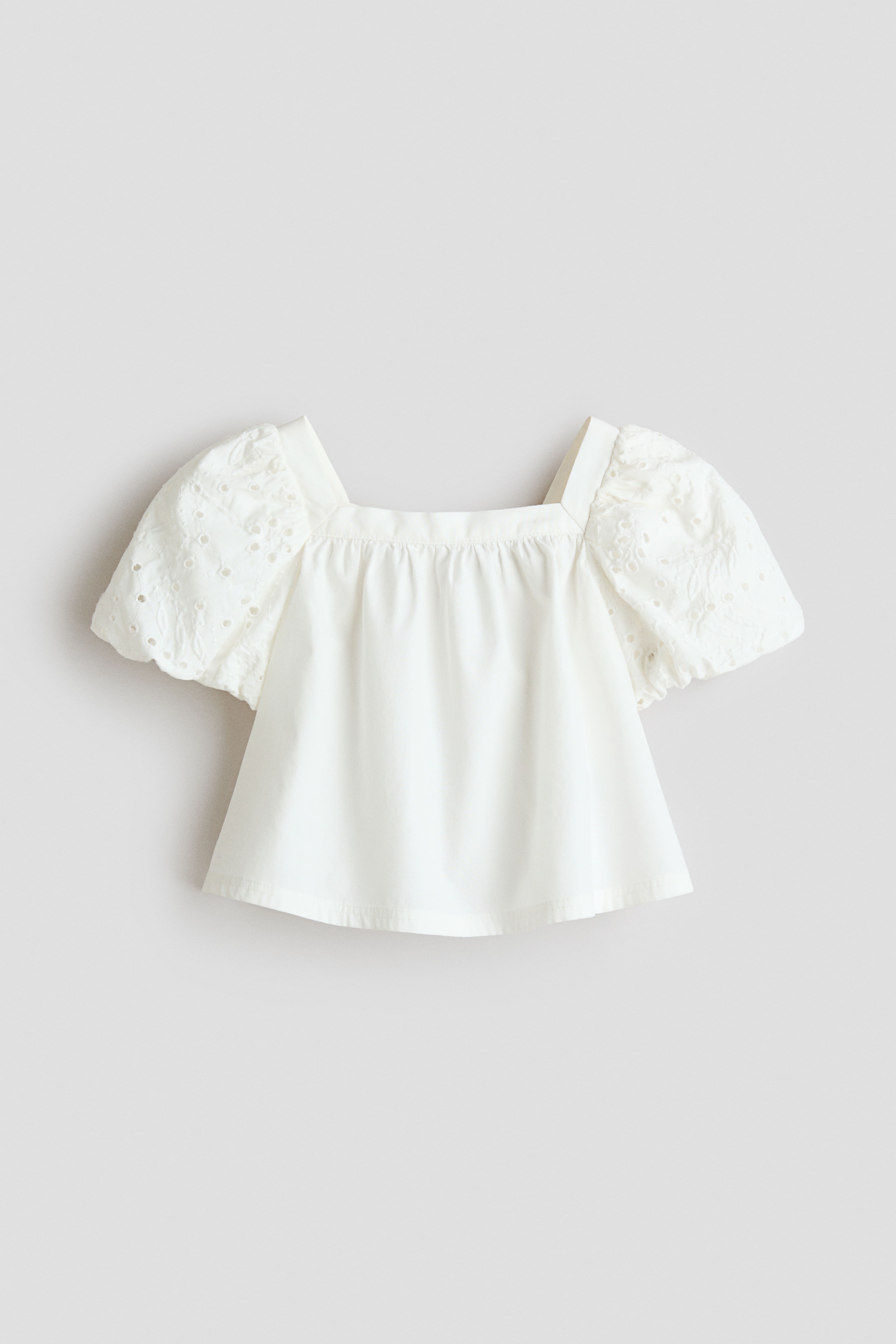 Blouse à manches bouffantes en popeline de coton