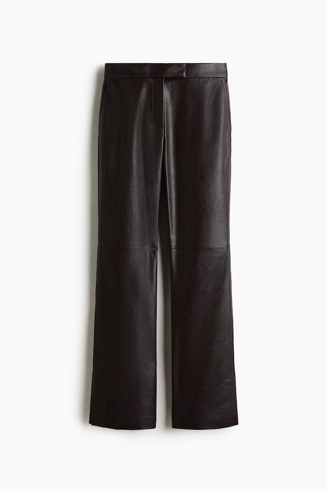 Coated bootcut trousers - Dark brown - 1