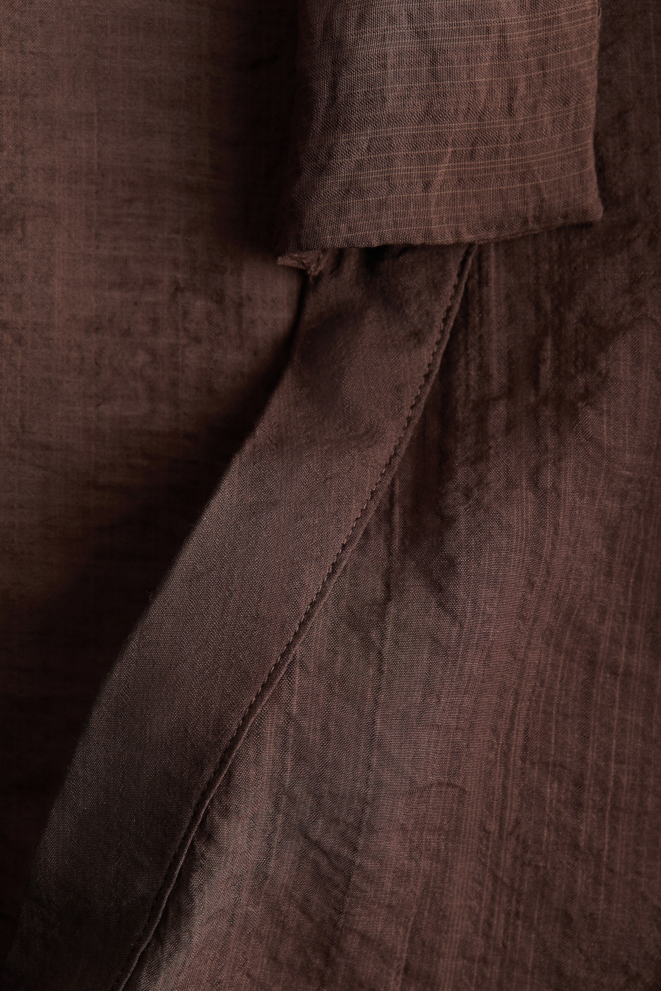 Tie-Detail Linen-Blend Shirt
