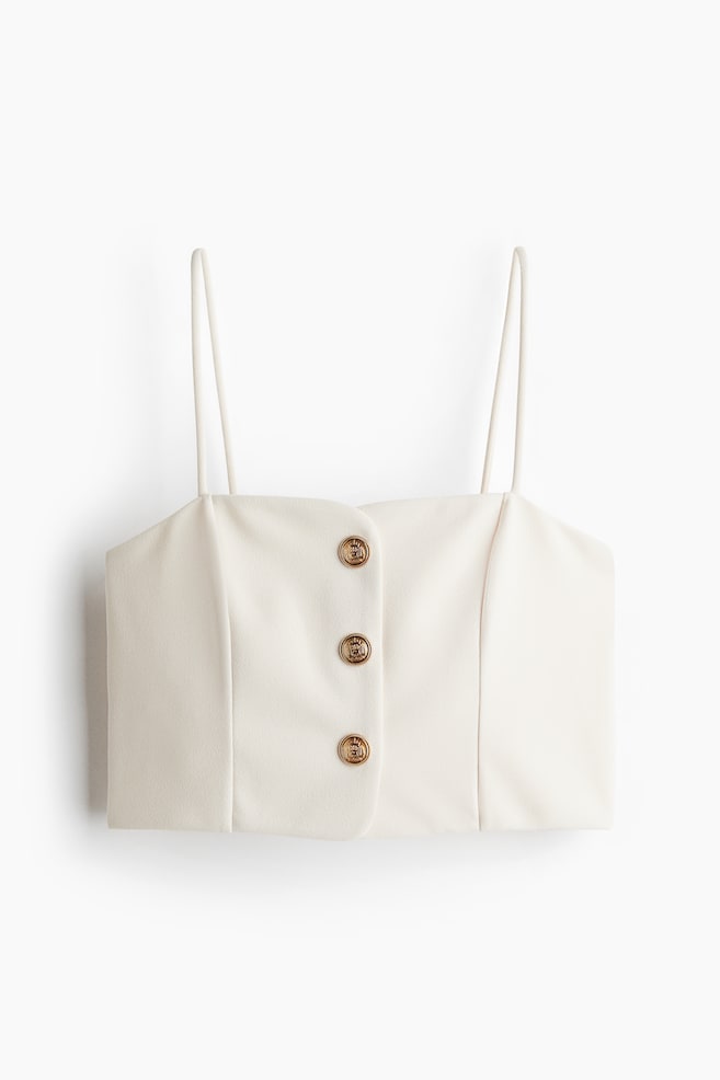 Cropped strappy top - White/Black/Dark brown - 1