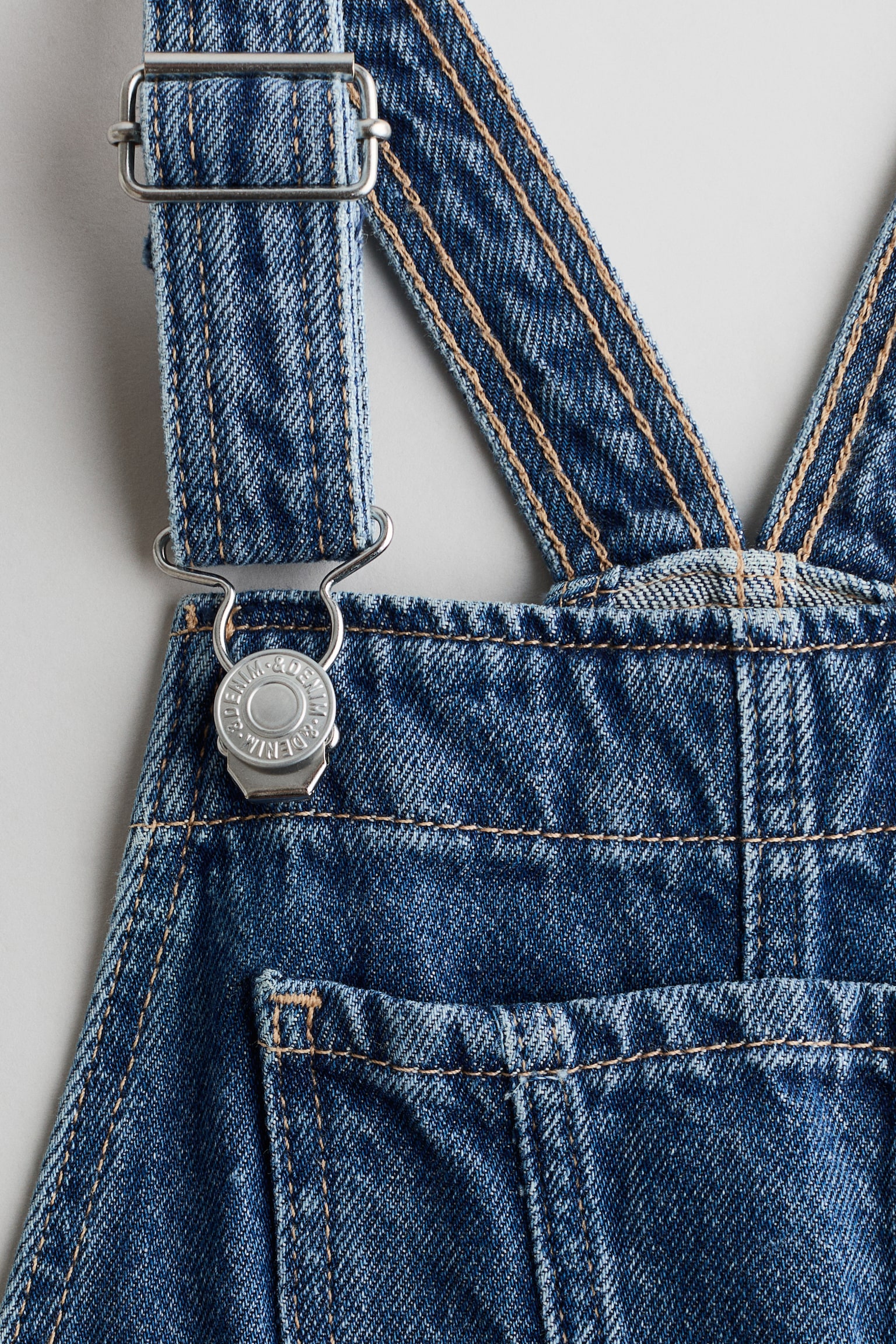 Denim dungaree shorts - Denim blue/Light denim blue - 3