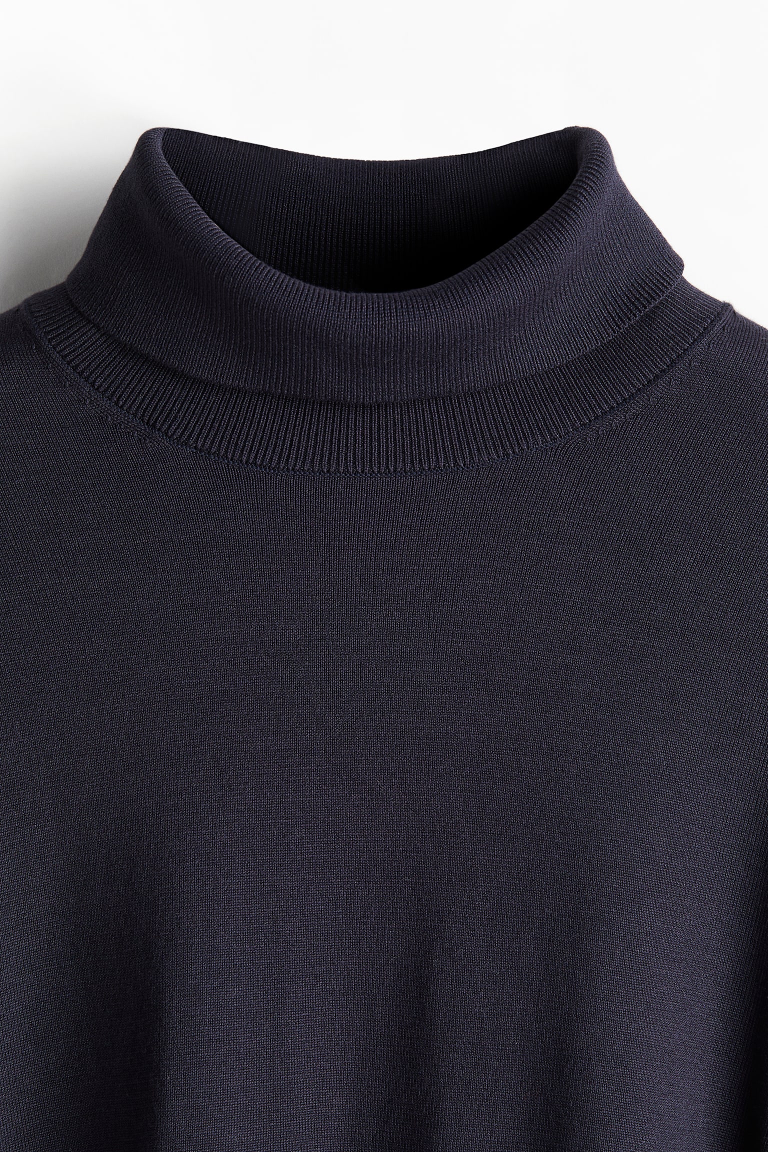 Slim Fit Fine-knit polo-neck jumper - Navy blue/Black/Beige marl/White - 5