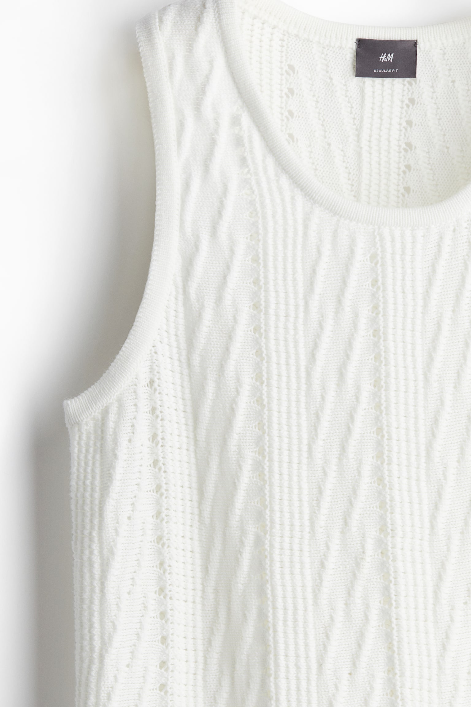 Regular Fit Pattern-knit top vest - White/Black - 3