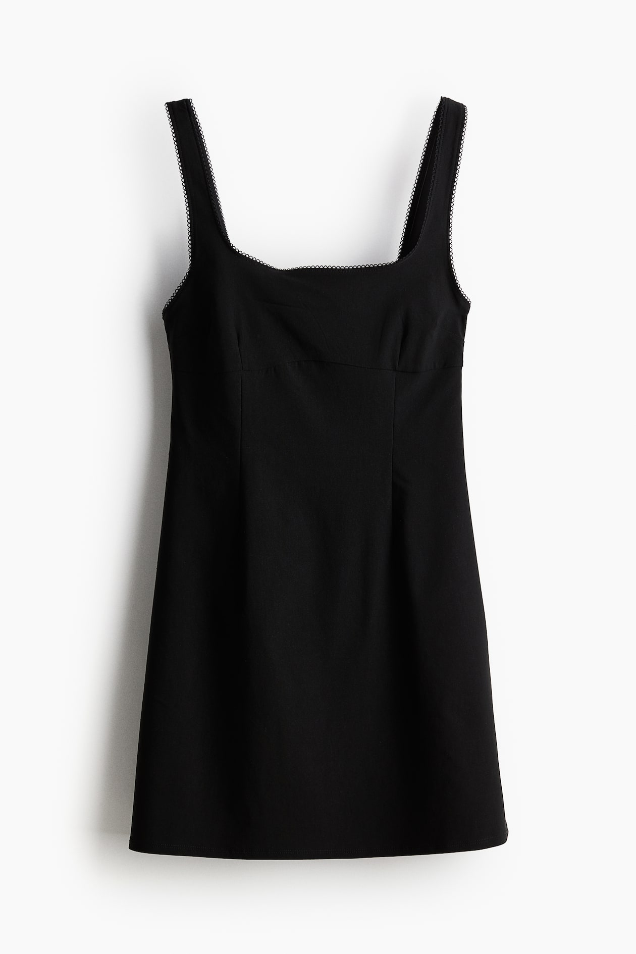 picot trimmed jersey dress Women's Black Picot-trimmed LowStock:43710093787187