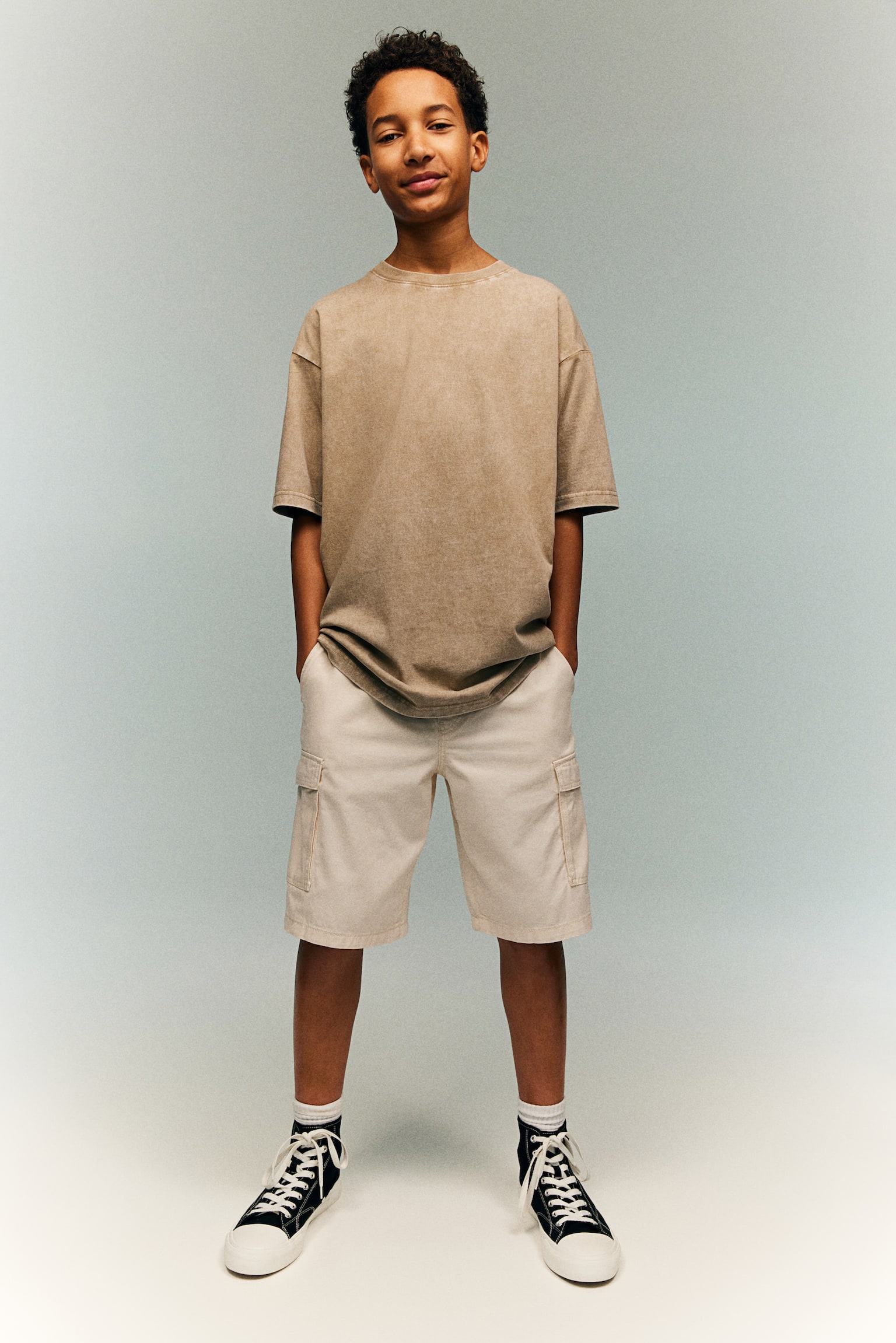 Twill cargo shorts - Natural white/Dark beige/Black/Khaki green/Khaki green - 3