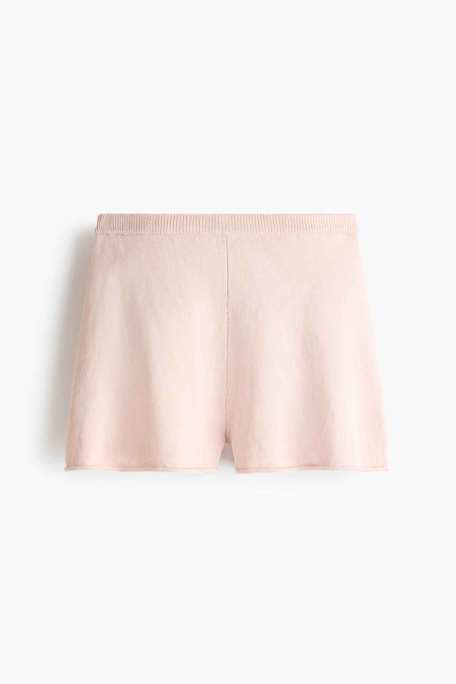 Roll-edge knitted shorts - Powder pink/Dark dusty pink