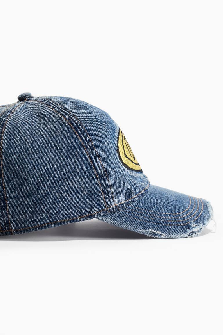Embroidered-motif denim cap - Denim blue/Basquiat - Men | H&M IN
