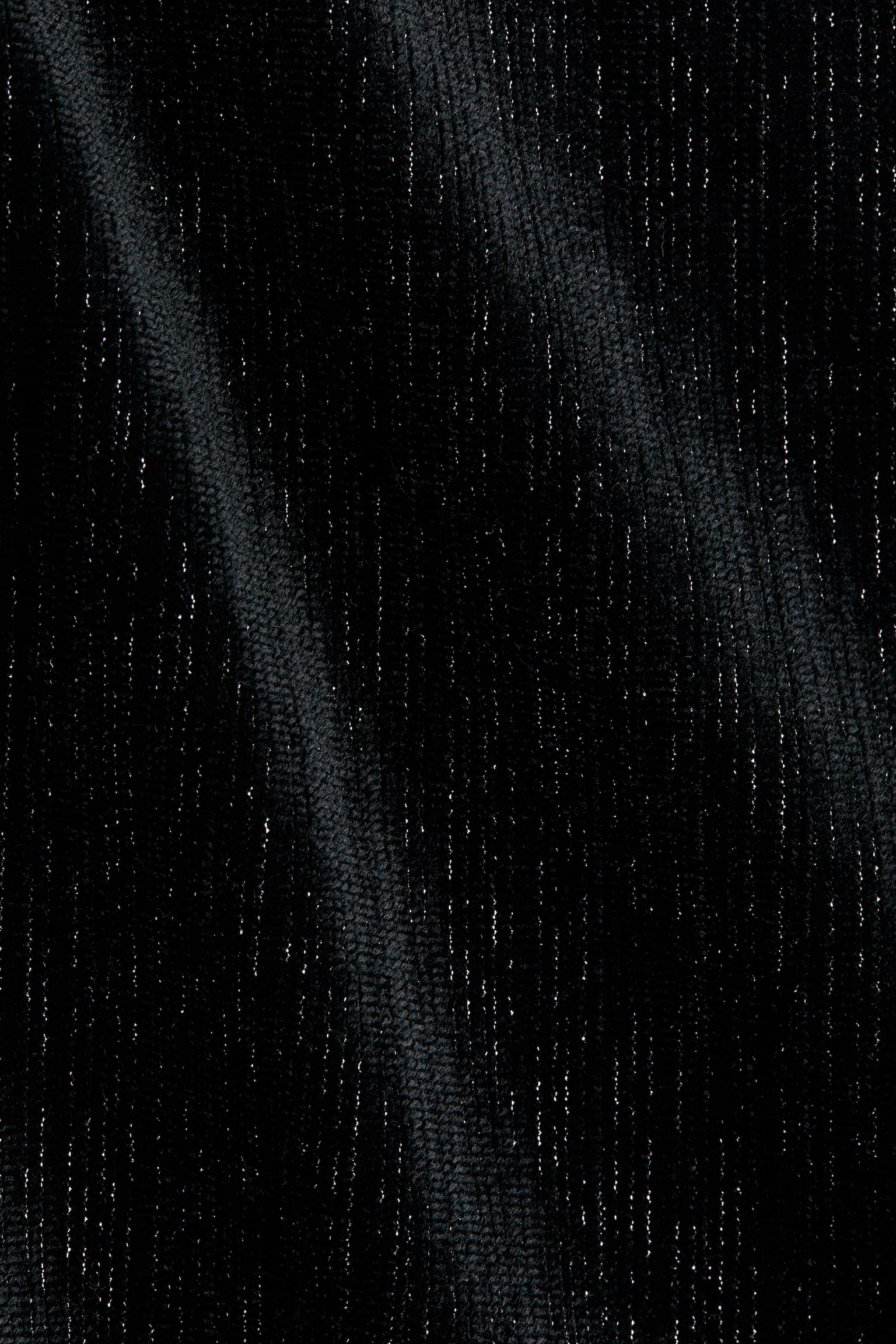 Geniş Velur Pantolon - Siyah/Simli - 2