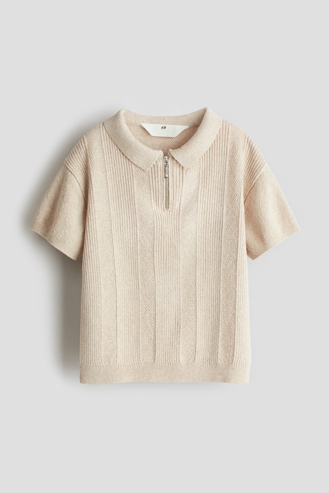 Gestricktes Poloshirt - Beige - 1